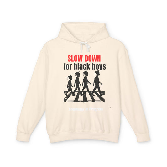 Unisex Lightweight Hooded Sweatshirt - "Slow Down for Black Boys" Hoodie, Awareness Apparel, Gift for Activists, Statement Sweatshirt, [...]