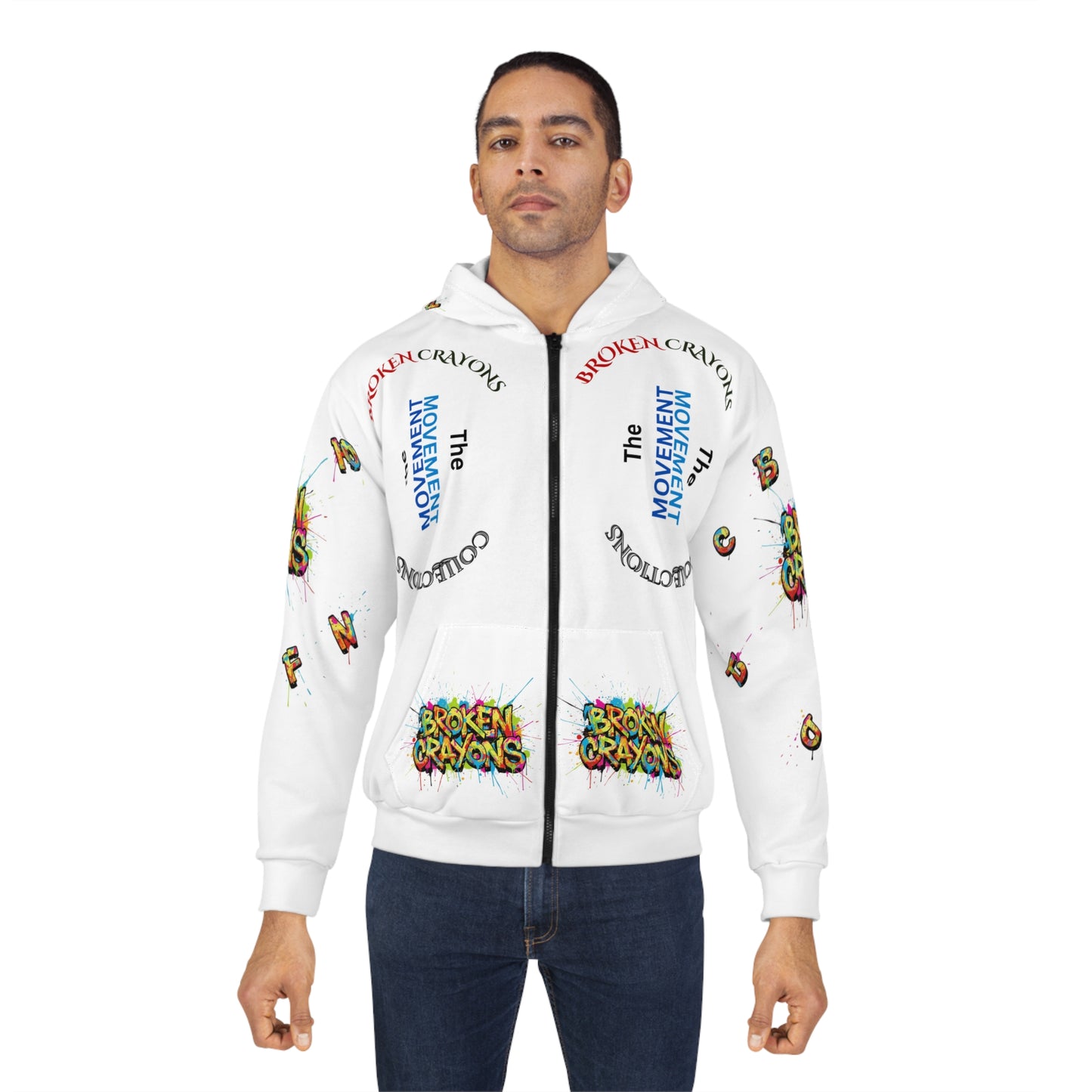 Broken Crayons "The Movement" All-Over Print Zip-Up Hoodie - Colorful Graffiti Art Streetwear
