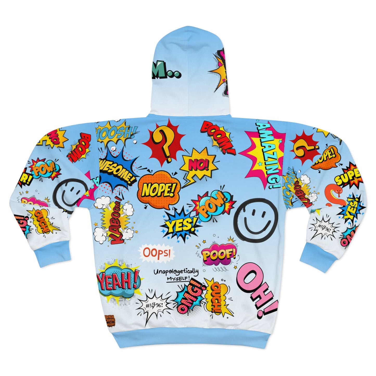 Broken Crayons Collection Comic Pop Art Zip Hoodie — 'YES! NOPE! OOPS!' All-Over Print