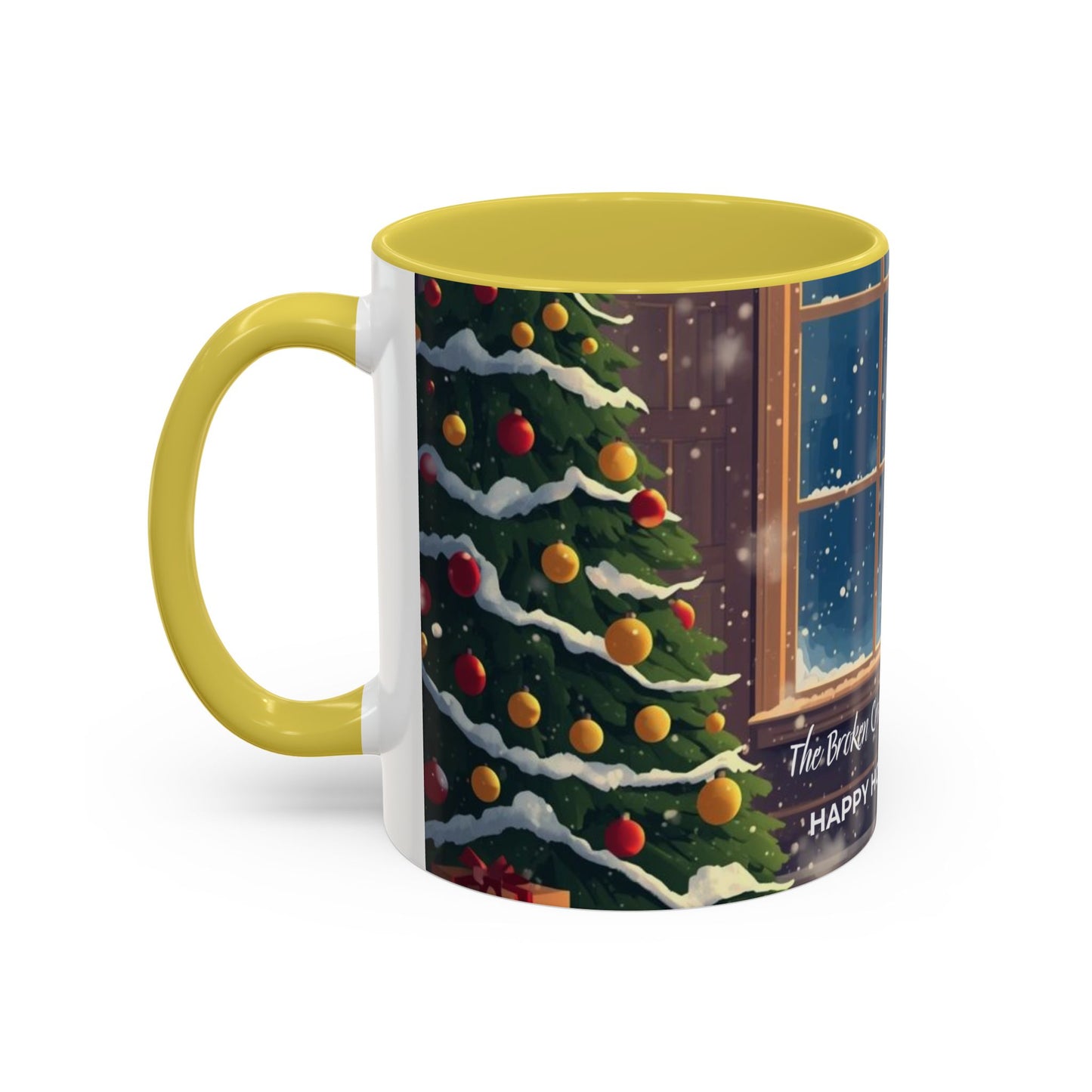 Broken Crayons Collection Holiday Fireplace Coffee Mug — Cozy Winter Scene 11oz/15oz