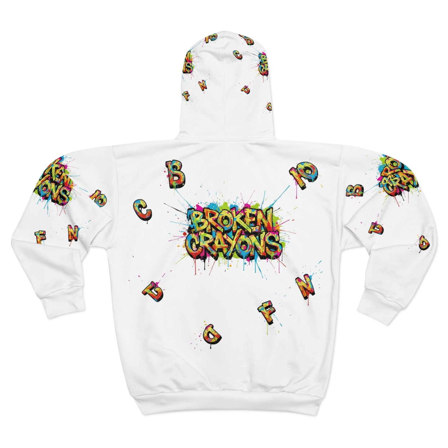 Broken Crayons "The Movement" All-Over Print Zip-Up Hoodie - Colorful Graffiti Art Streetwear