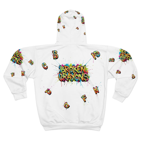 Broken Crayons "The Movement" All-Over Print Zip-Up Hoodie - Colorful Graffiti Art Streetwear