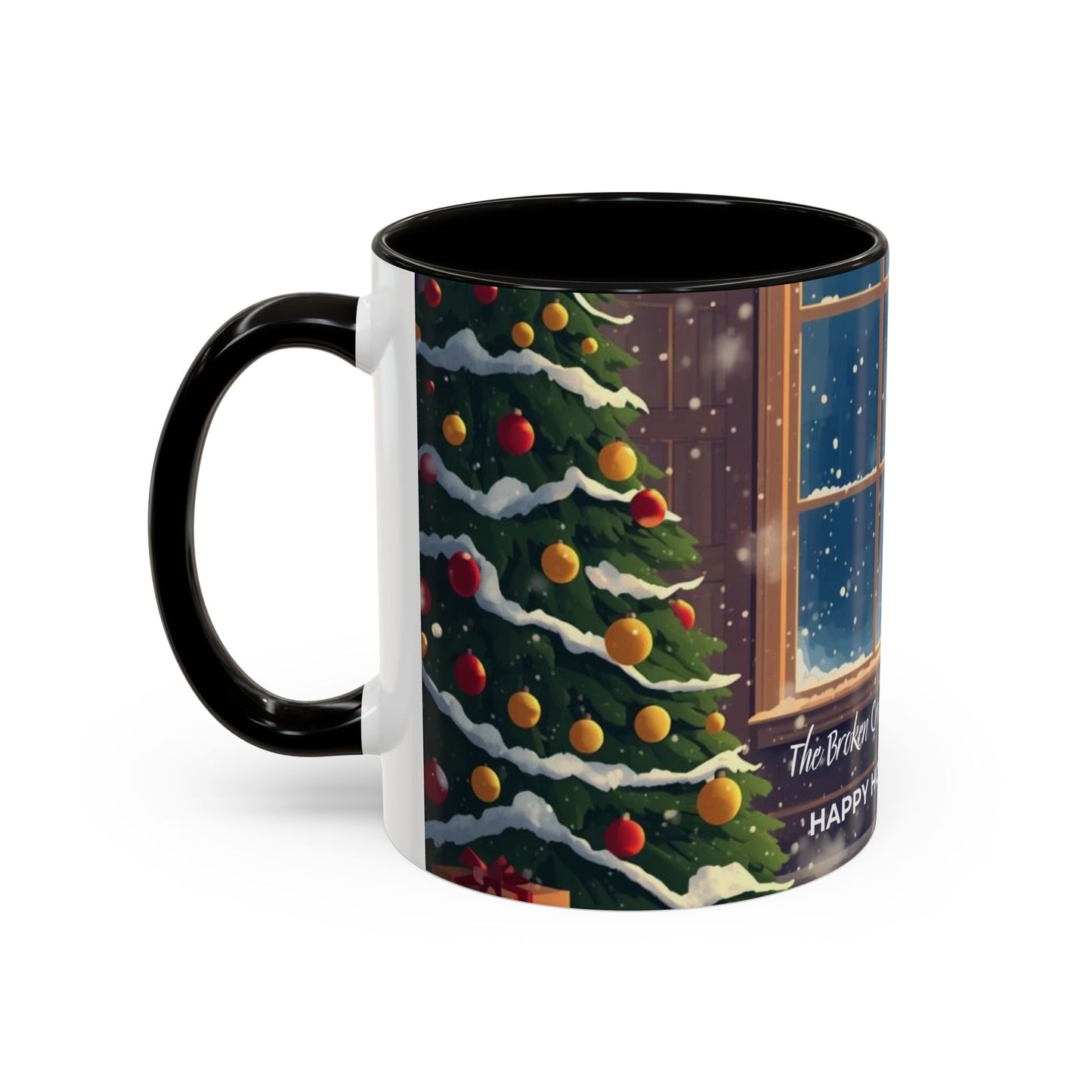 Broken Crayons Collection Holiday Fireplace Coffee Mug — Cozy Winter Scene 11oz/15oz