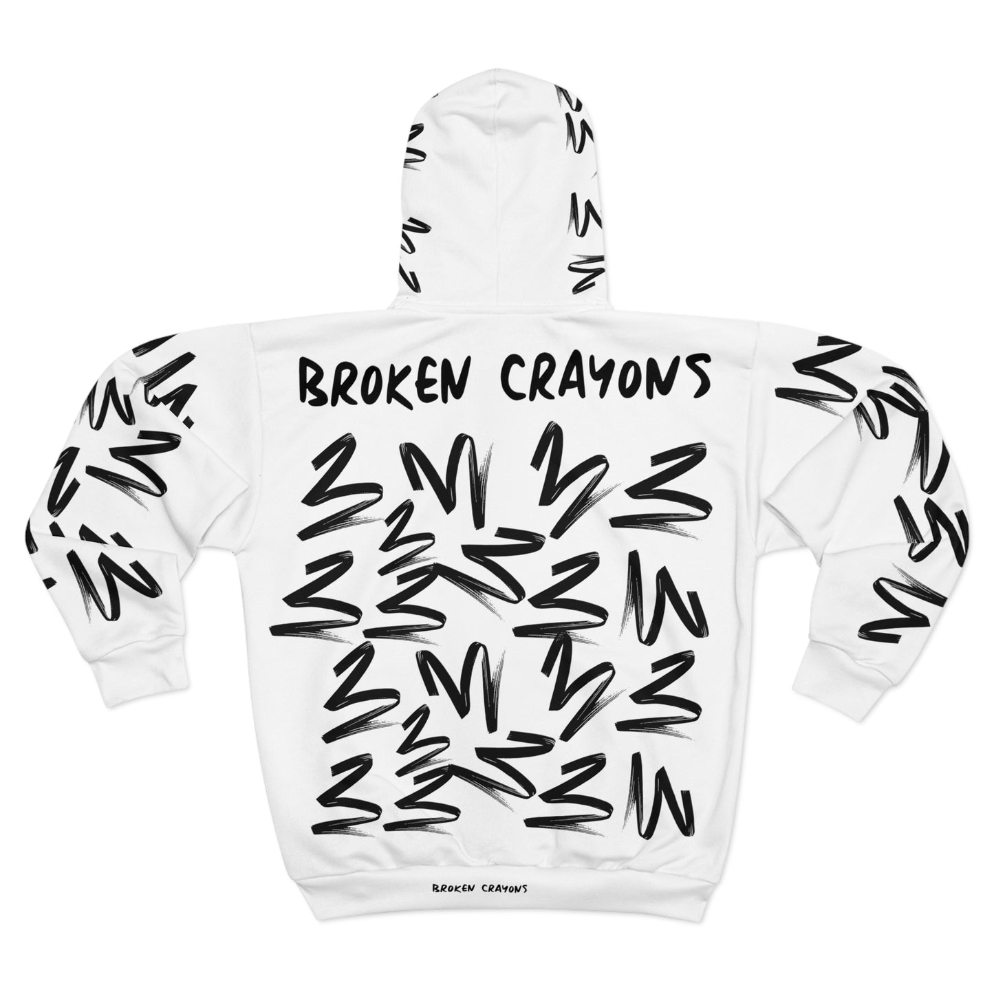 Broken Crayons Zip Hoodie – White | Grit, Art, and Identity in Motion