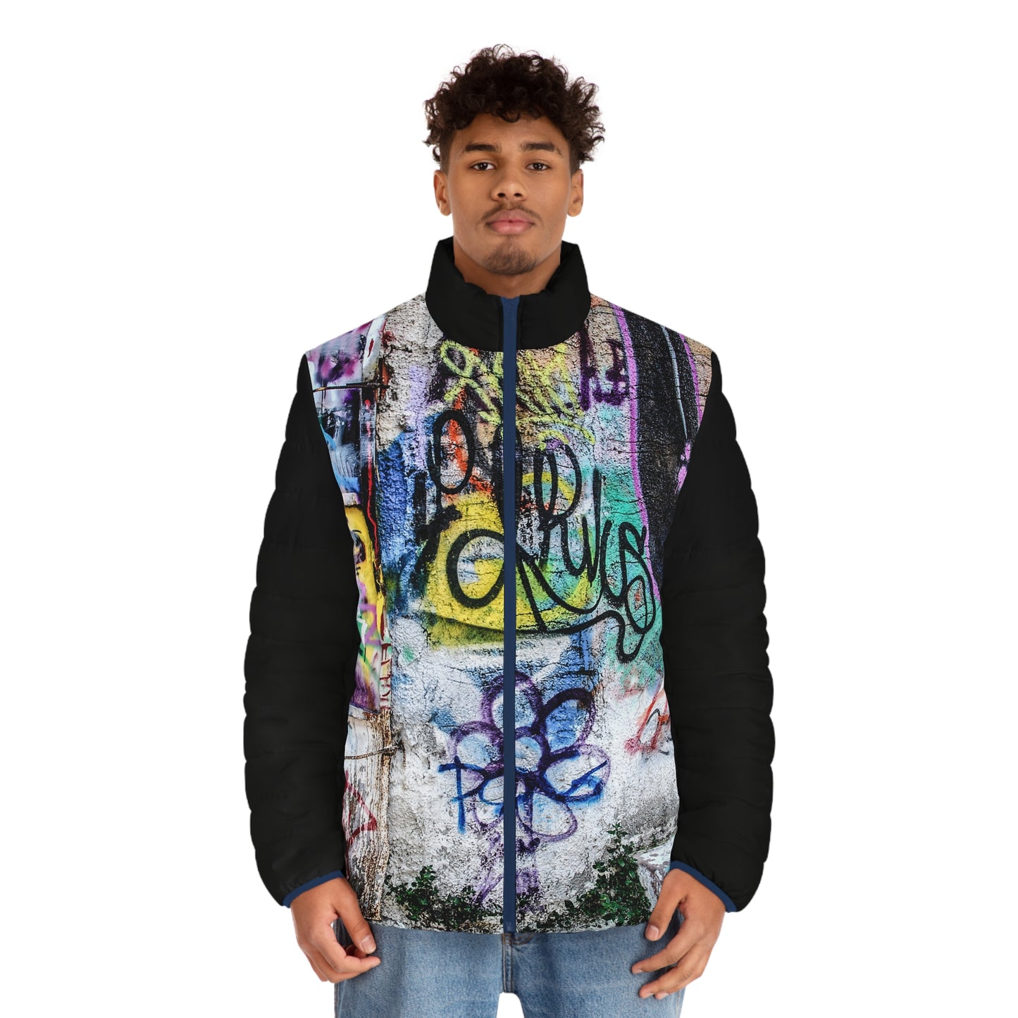 Broken Crayons Collection Graffiti Street Art Puffer Jacket — Bold Urban Wall Mural Design