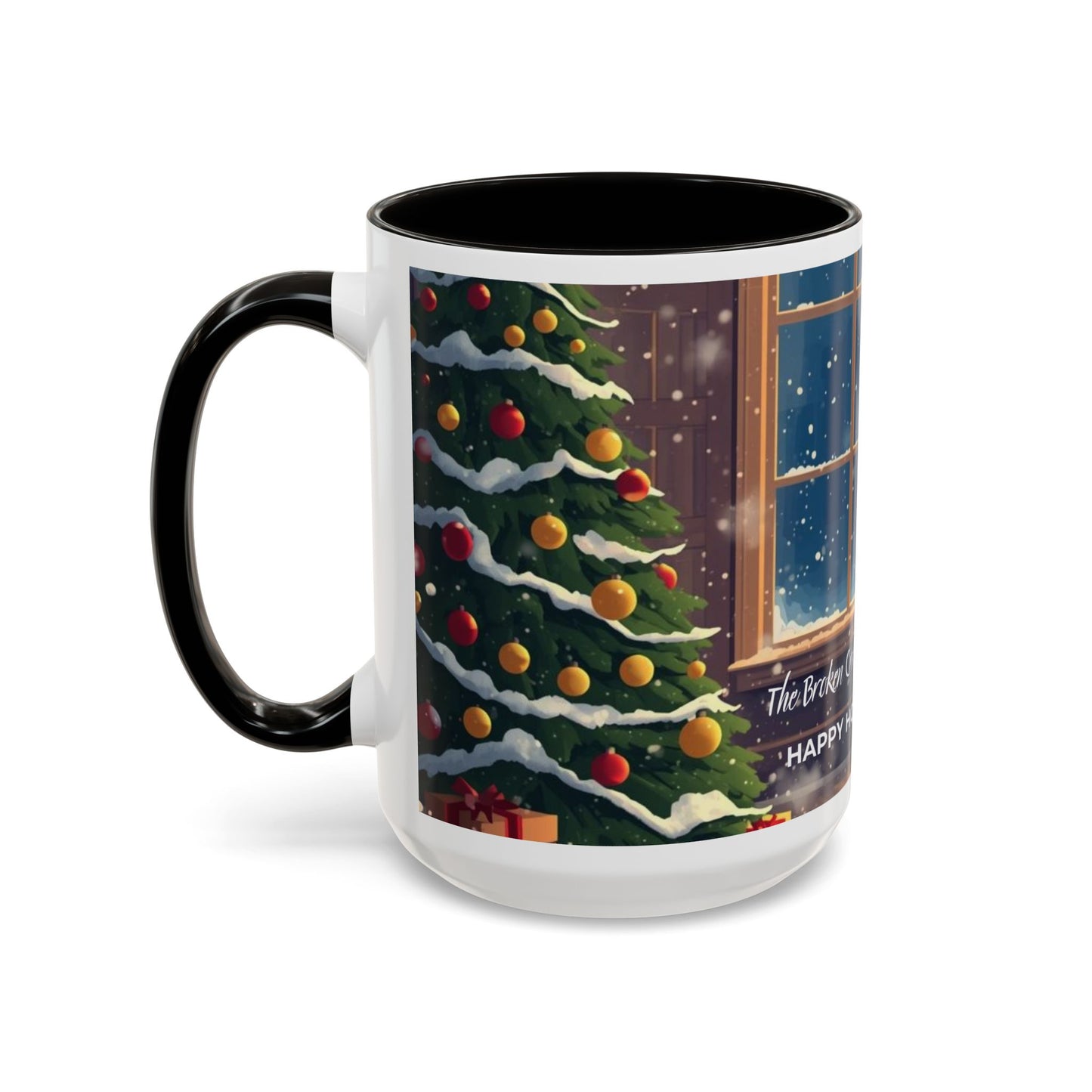 Broken Crayons Collection Holiday Fireplace Coffee Mug — Cozy Winter Scene 11oz/15oz