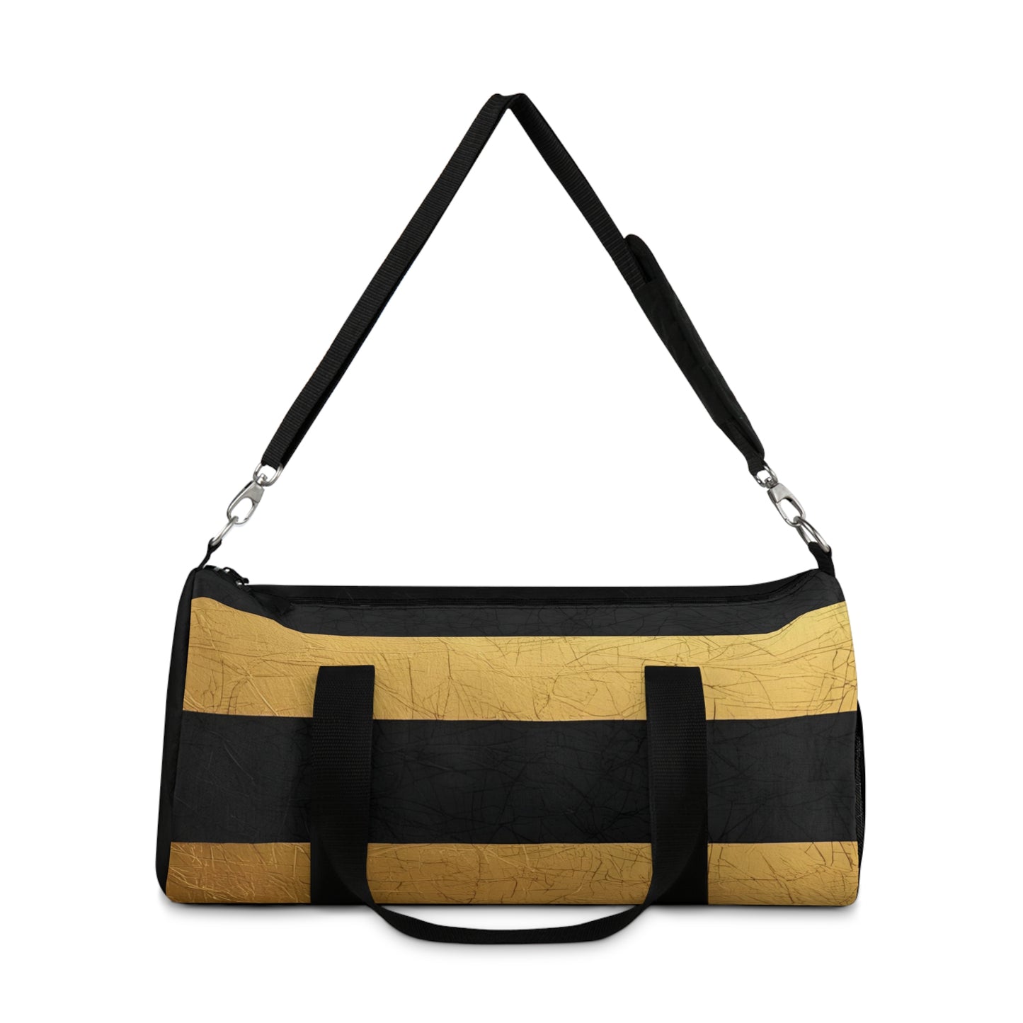 Broken Crayons Collection Black and Gold Striped Duffel Bag: Stylish Gym & Travel Bag | Weekend Warrior Gear | Durable Black/Gold