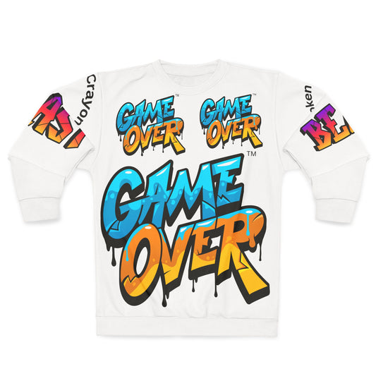 Game Over All-Over Print Sweatshirt | Retro Gaming Streetwear