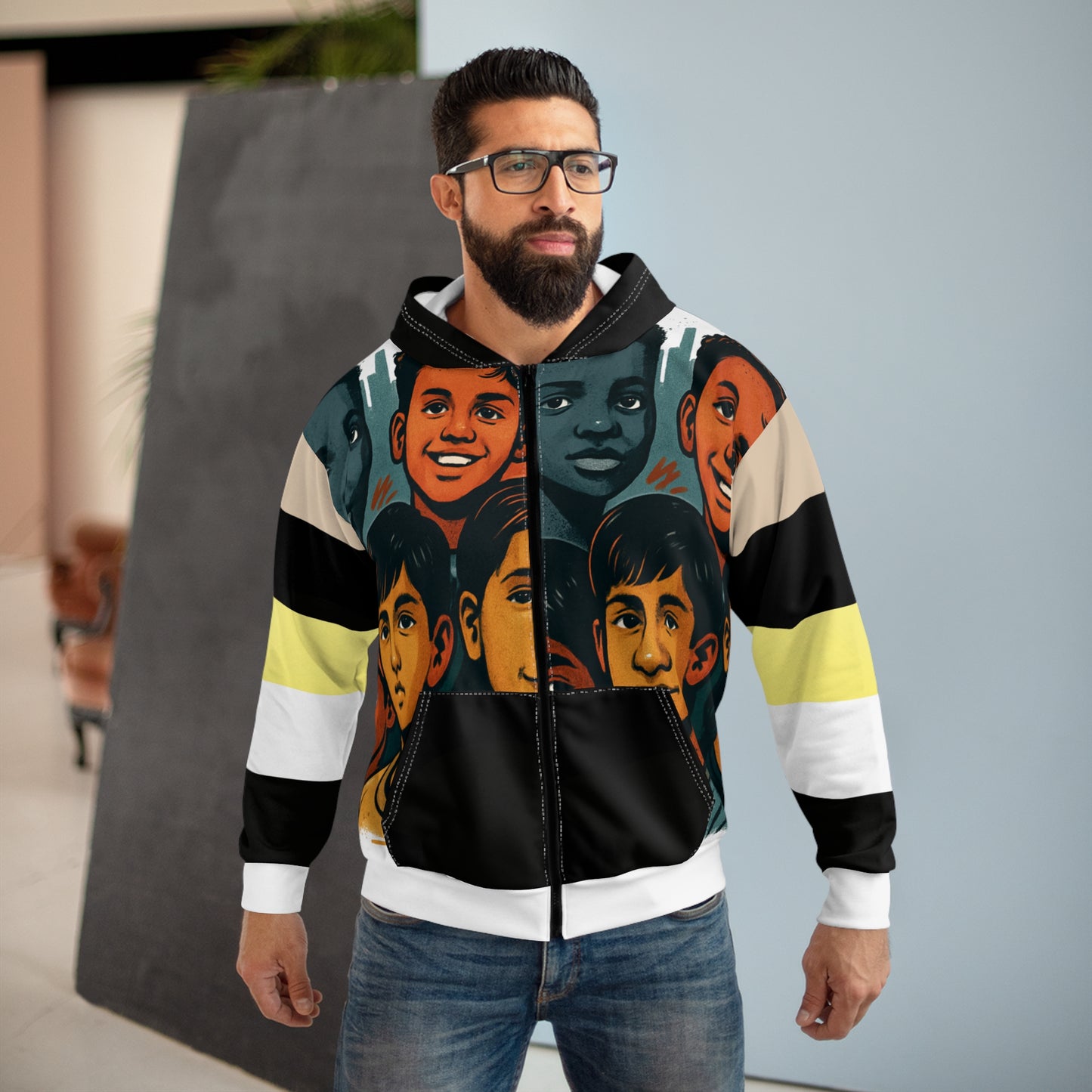 Broken Crayons Empowering Style:  Bold Portrait Hoodie at the Movies All-Over Print