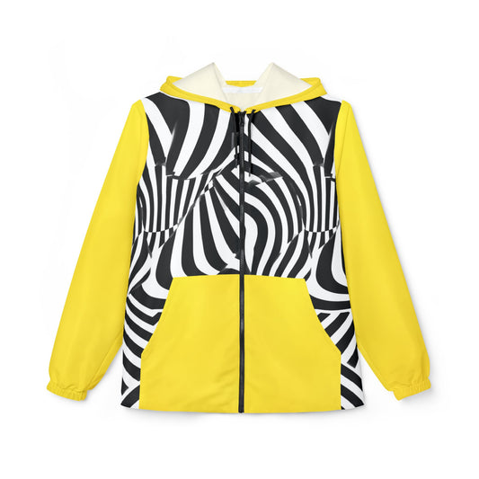 Broken Crayons Optical Illusion Windbreaker – Black & Yellow Motionwear That Commands Attention