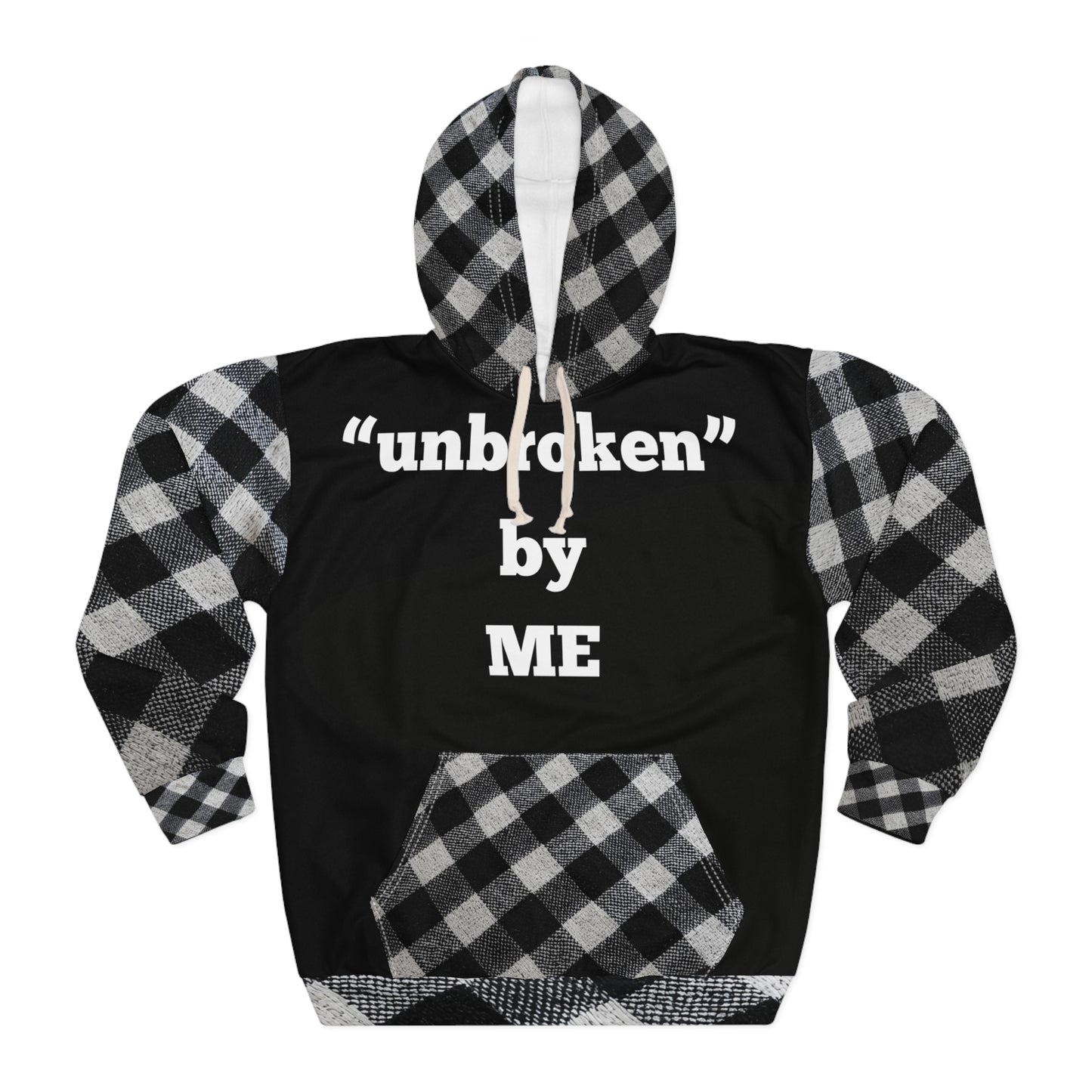 Broken Crayons Collection Unbroken by ME Hoodie – Black & Checkered Streetwear for Resilience and Self-Pride