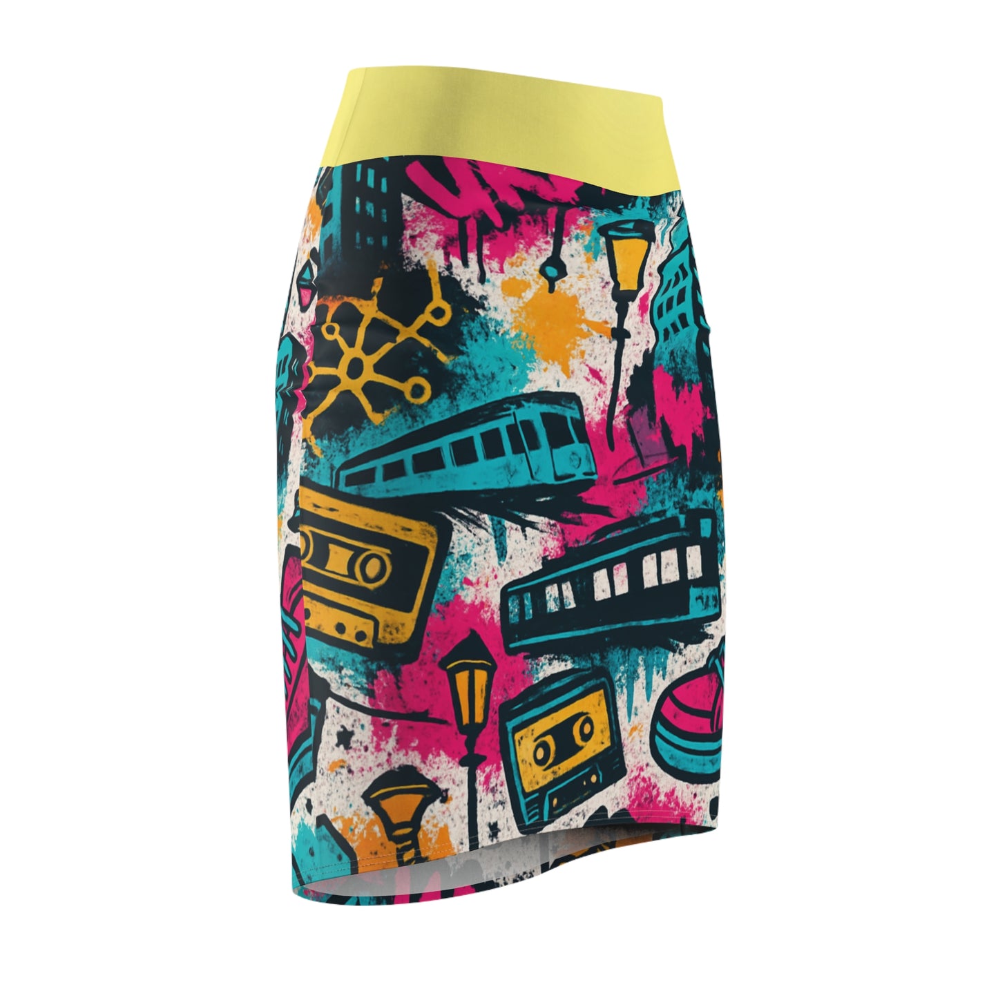Broken Crayons Collection-Vibrant Graphic Pencil Skirt for Teens
