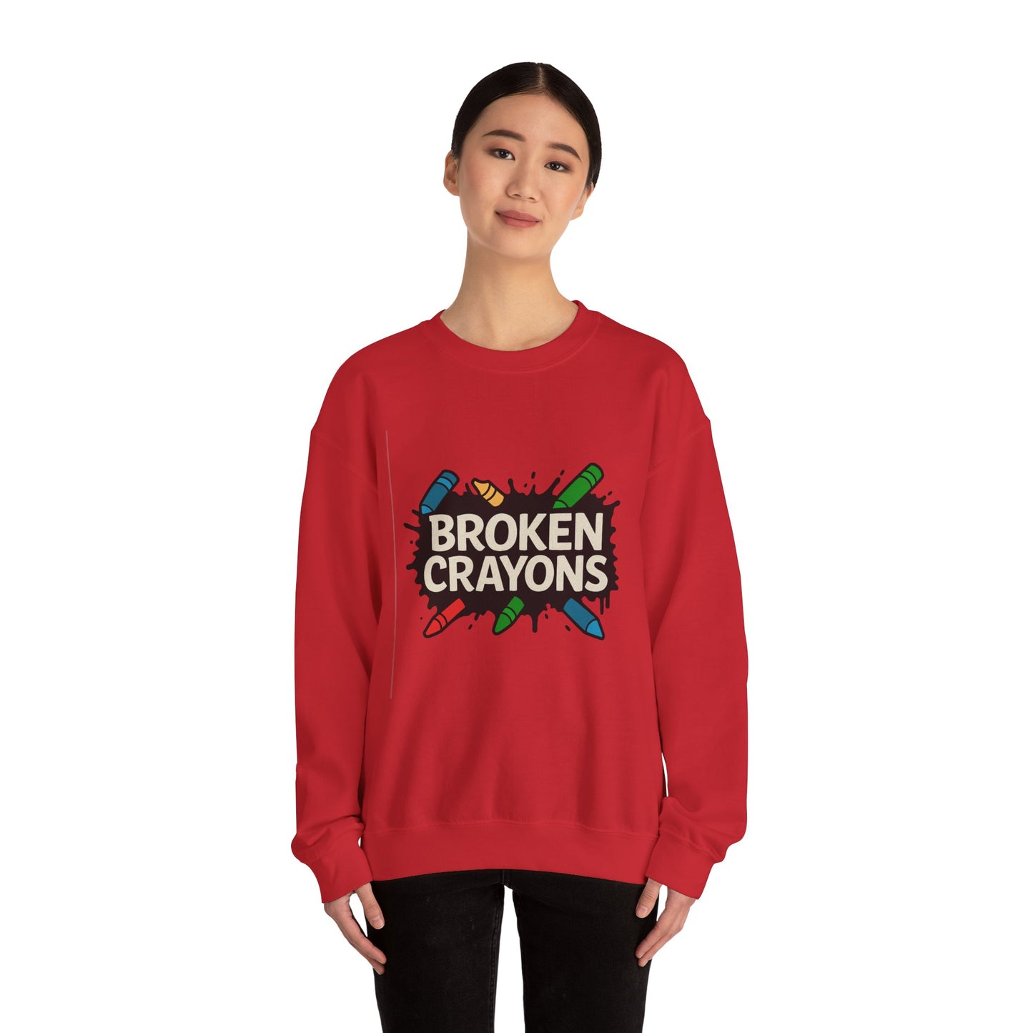 Broken Crayons Crewneck Sweatshirt - Unisex Comfort Wear, Perfect Gift for Artists, Fun Casual Style, Cozy Homewear, Unique Birthday Present