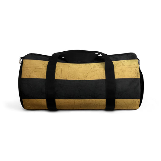 Broken Crayons Collection Black and Gold Striped Duffel Bag: Stylish Gym & Travel Bag | Weekend Warrior Gear | Durable Black/Gold