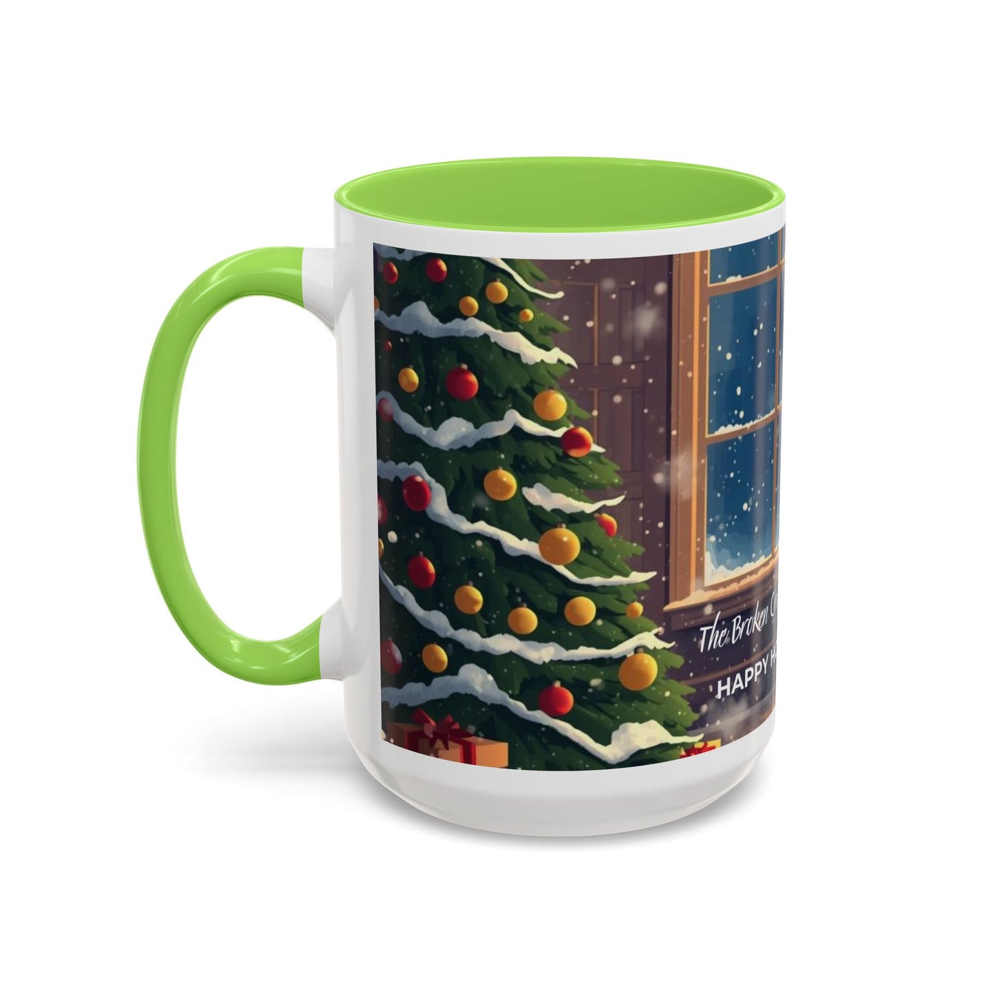 Broken Crayons Collection Holiday Fireplace Coffee Mug — Cozy Winter Scene 11oz/15oz