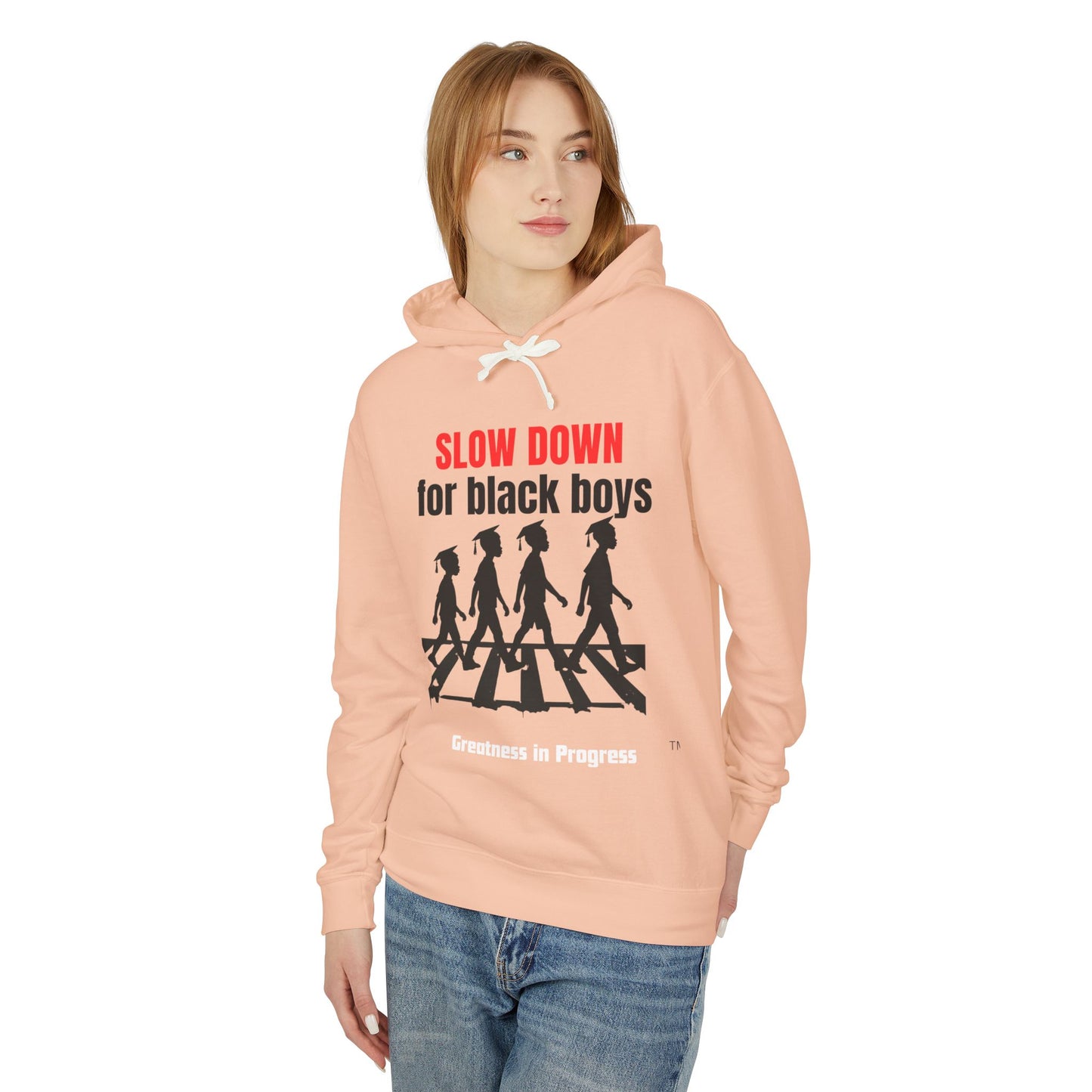 Unisex Lightweight Hooded Sweatshirt - "Slow Down for Black Boys" Hoodie, Awareness Apparel, Gift for Activists, Statement Sweatshirt, [...]