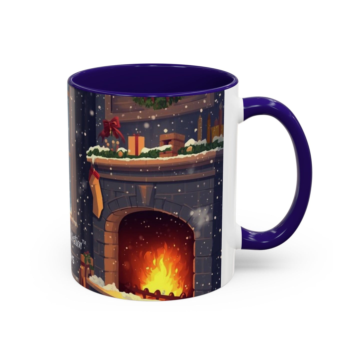 Broken Crayons Collection Holiday Fireplace Coffee Mug — Cozy Winter Scene 11oz/15oz