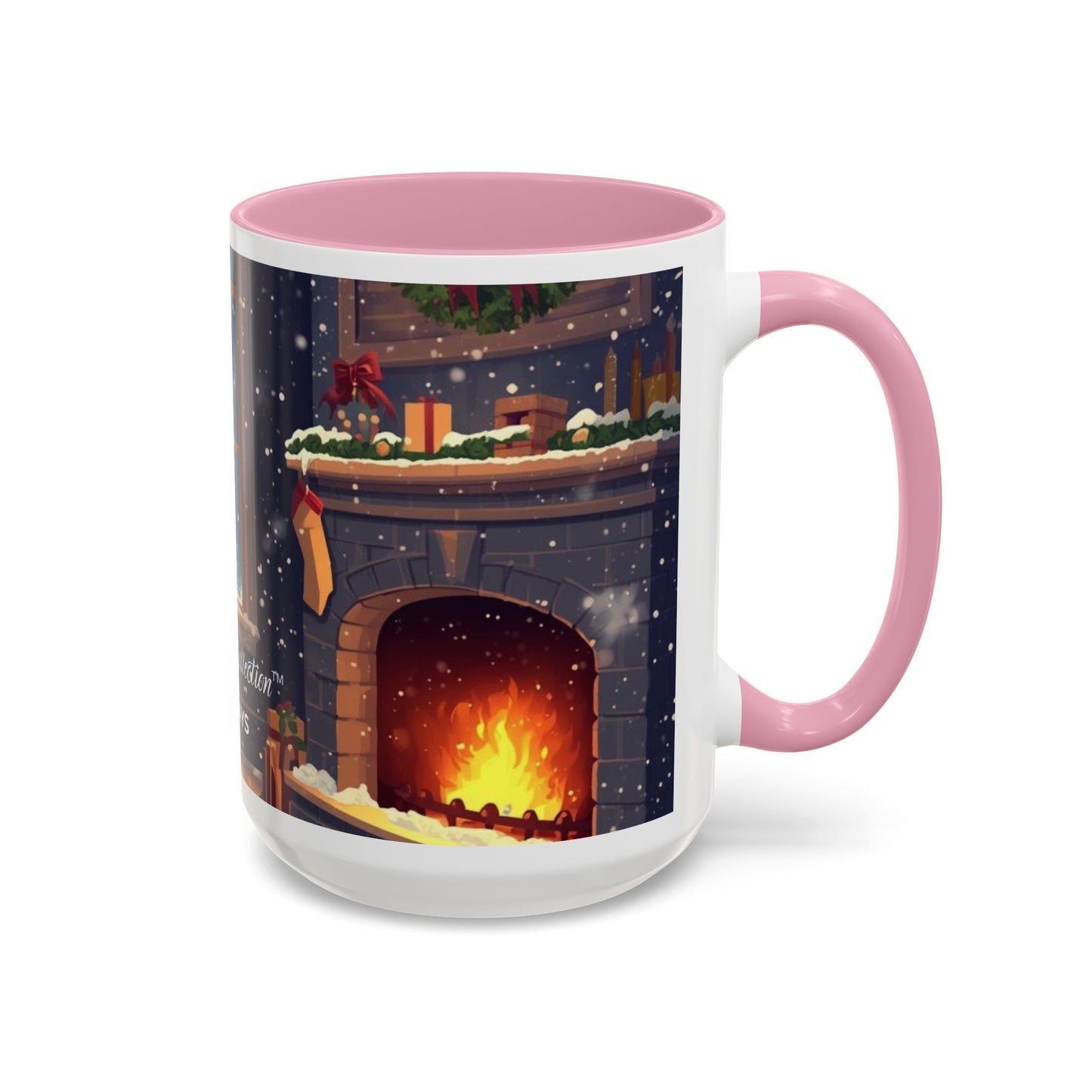 Broken Crayons Collection Holiday Fireplace Coffee Mug — Cozy Winter Scene 11oz/15oz