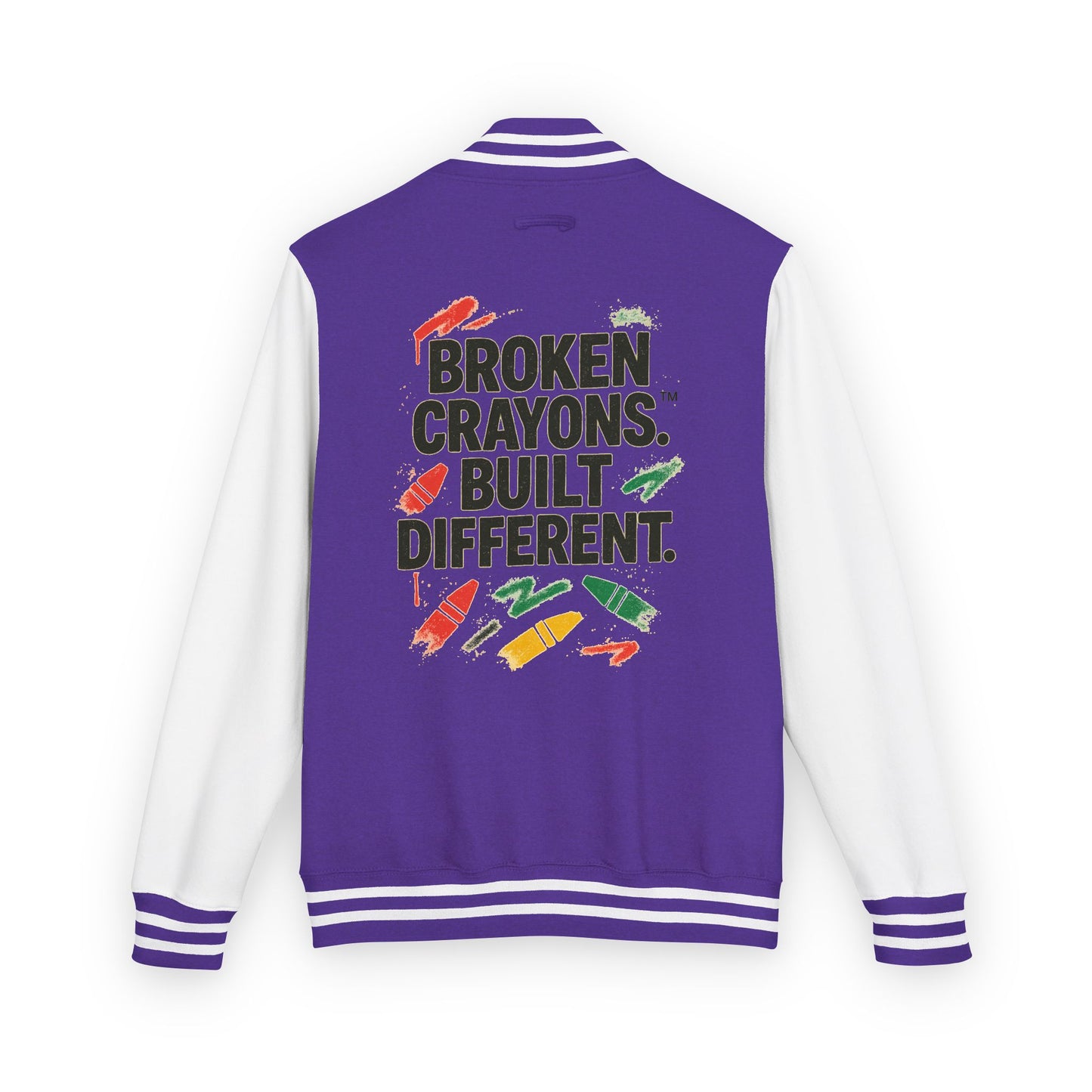 Broken Crayons™ Built Different Varsity Jacket – Empowerment Streetwear