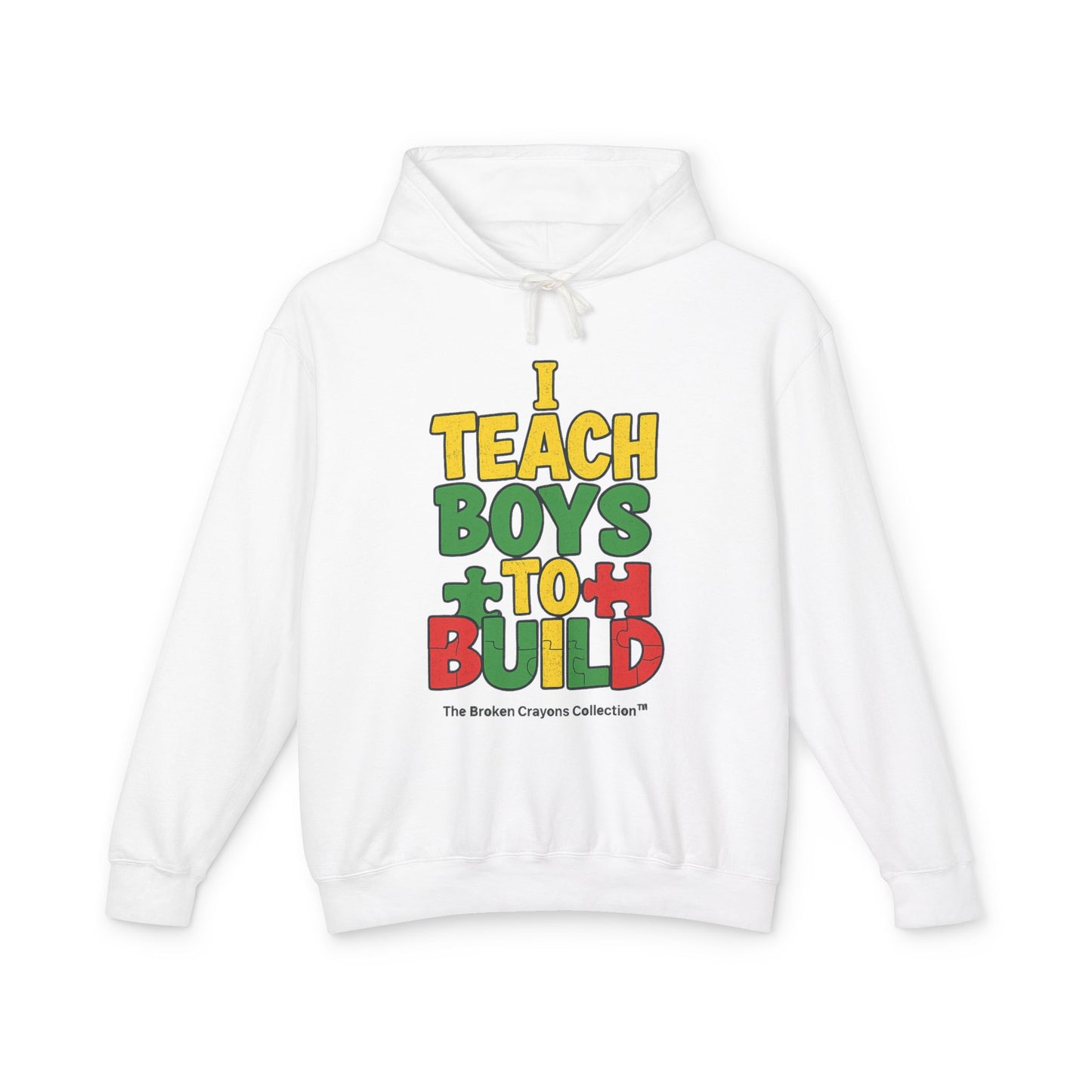 I Teach Boys to Build Hoodie – Pan-African Empowerment Puzzle Design | Broken Crayons Collection™