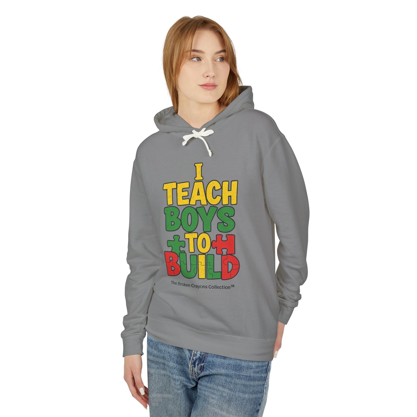 I Teach Boys to Build Hoodie – Pan-African Empowerment Puzzle Design | Broken Crayons Collection™
