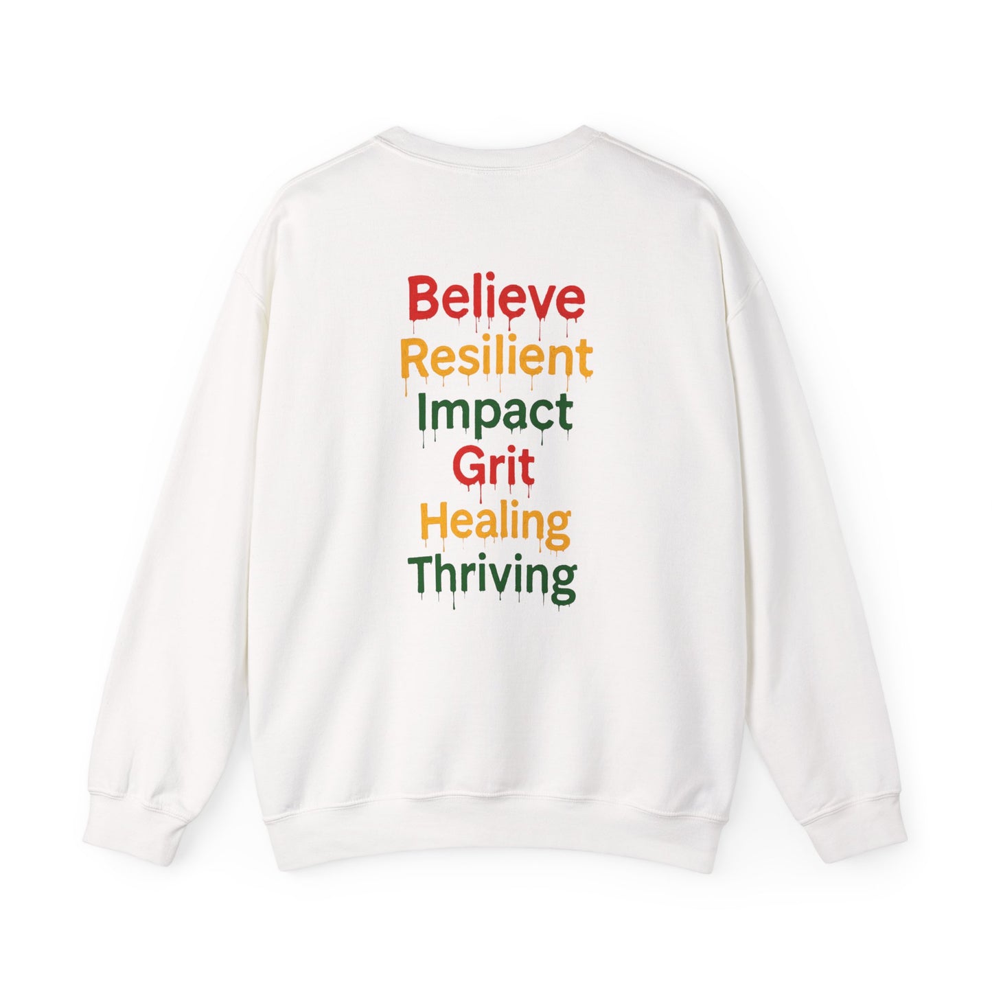 Broken Crayons Collection™ “CREATE” Sweatshirt – Pan-African Front Graphic + Empowering Back Affirmations
