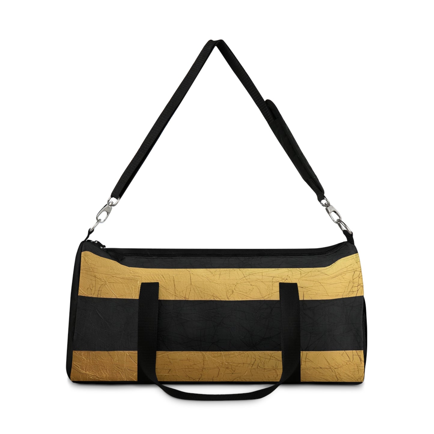 Broken Crayons Collection Black and Gold Striped Duffel Bag: Stylish Gym & Travel Bag | Weekend Warrior Gear | Durable Black/Gold