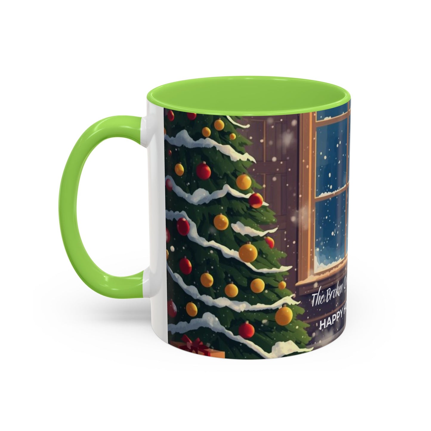 Broken Crayons Collection Holiday Fireplace Coffee Mug — Cozy Winter Scene 11oz/15oz