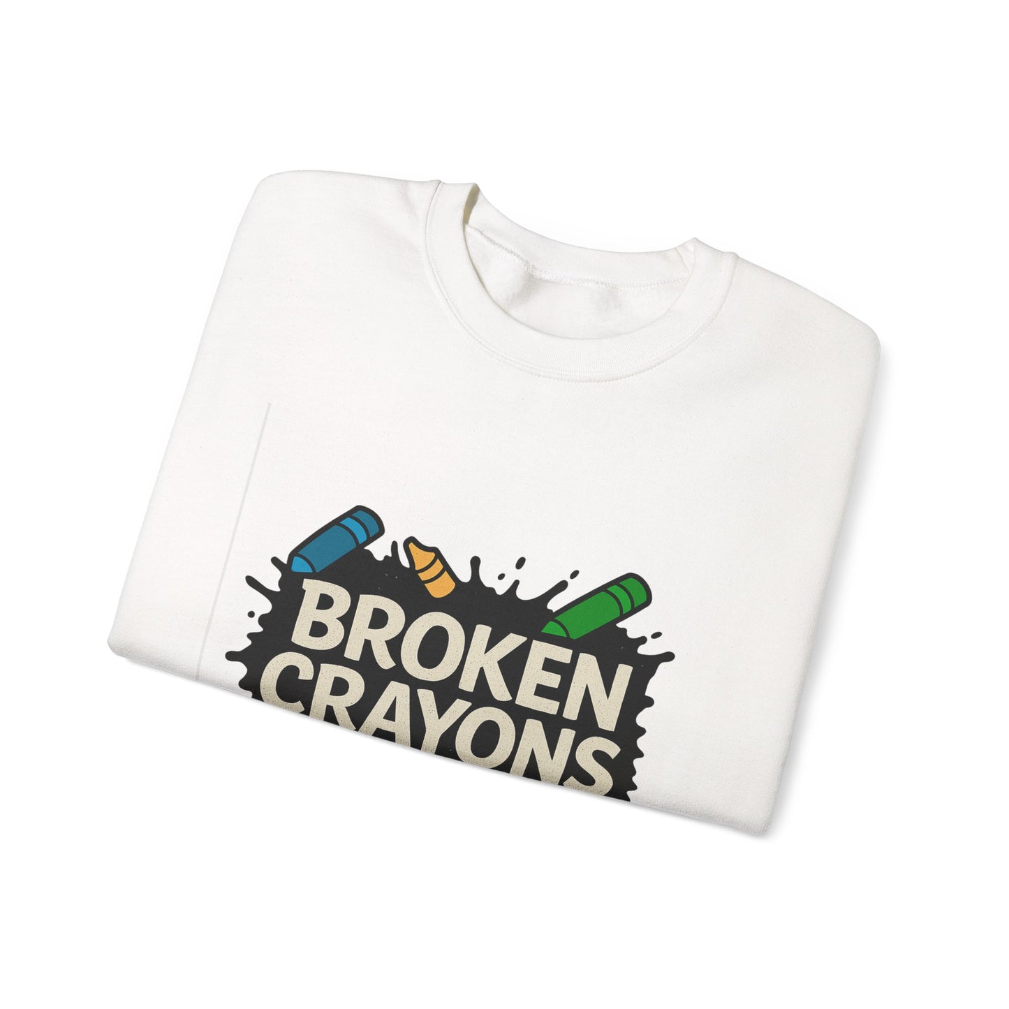 Broken Crayons Crewneck Sweatshirt - Unisex Comfort Wear, Perfect Gift for Artists, Fun Casual Style, Cozy Homewear, Unique Birthday Present