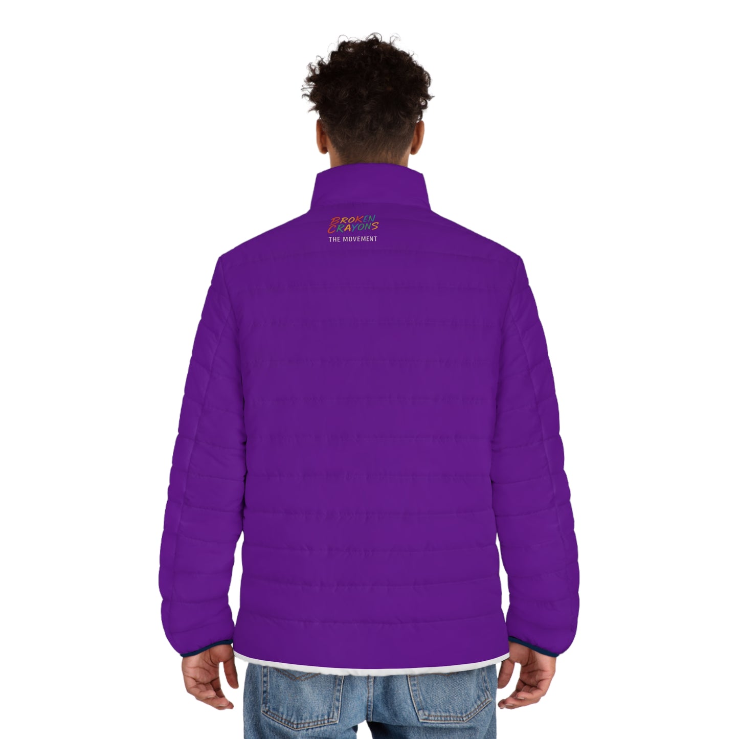 Broken Crayons Collection Streetwear COOL Puffer Jacket | Purple Quilted Bomber with Graffiti Print
