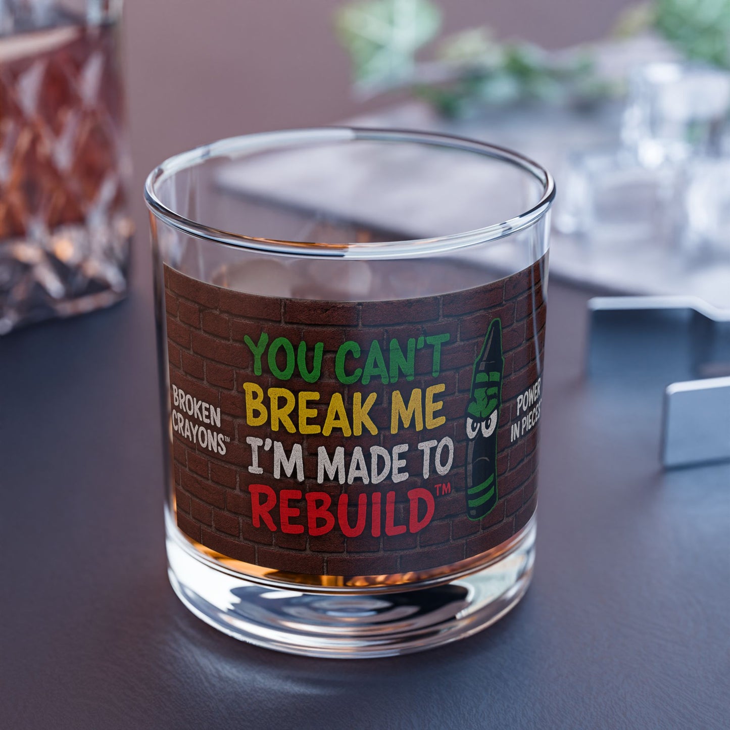 Resilient Rocks Glass, Motivational Drinkware for Strength, Gifts for Recovery, Inspirational Home Decor, Perfect for Celebrations