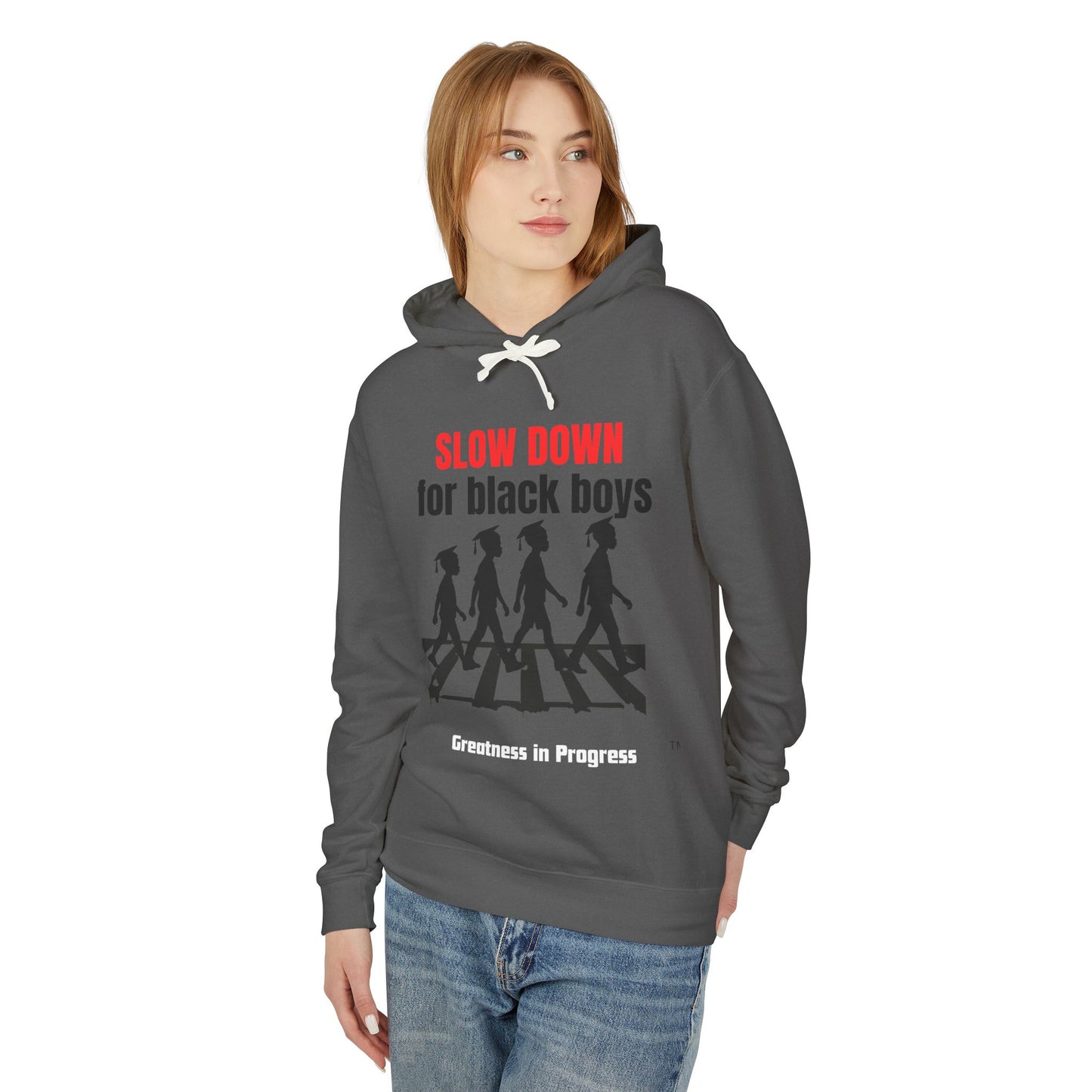 Unisex Lightweight Hooded Sweatshirt - "Slow Down for Black Boys" Hoodie, Awareness Apparel, Gift for Activists, Statement Sweatshirt, [...]
