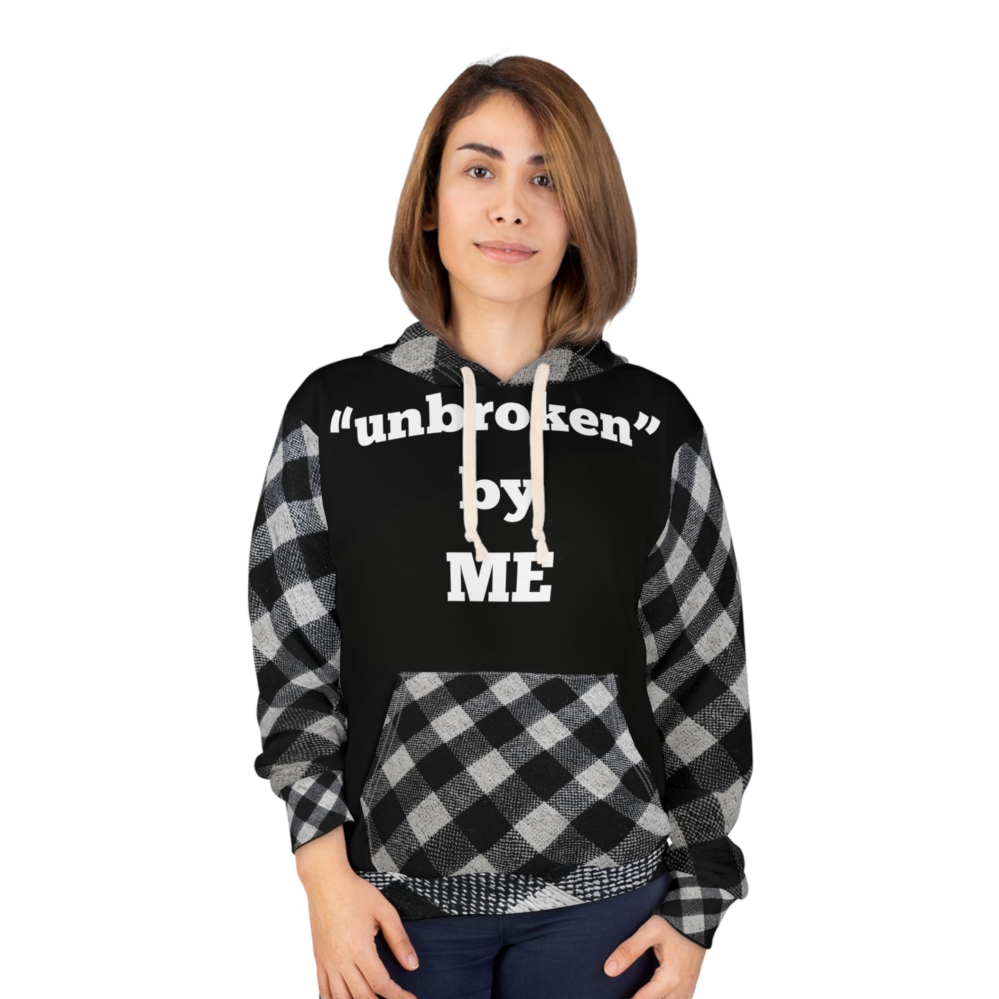 Broken Crayons Collection Unbroken by ME Hoodie – Black & Checkered Streetwear for Resilience and Self-Pride