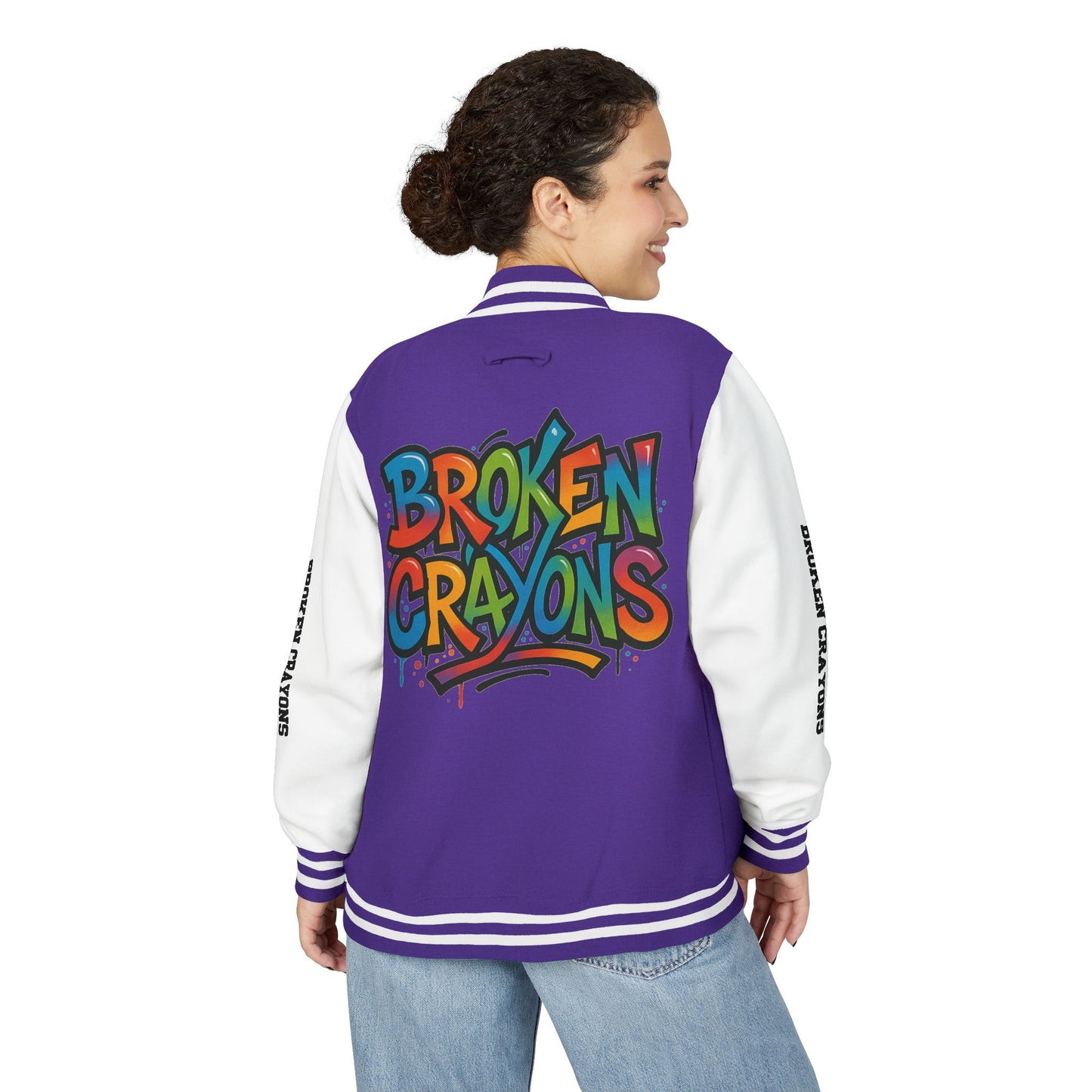 Vibrant Letterman Jacket for Creative Souls, Unisex Varsity Jacket, Trendy Outerwear, Graffiti Style Jacket, Statement Piece for [...]