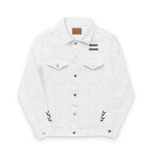 Broken Crayons™ White Jean Jacket | Raw Power Streetwear