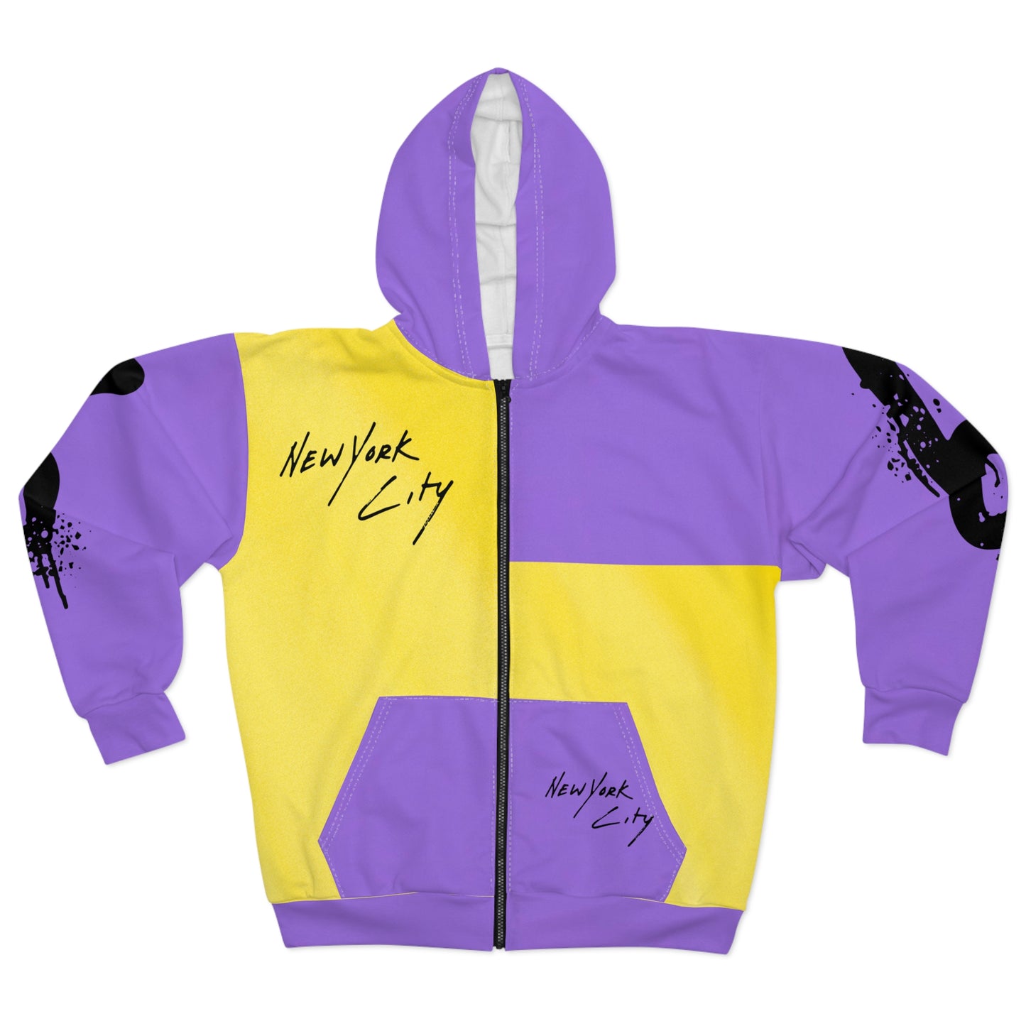 Broken Crayons Collection Vibrant New York City Unisex Zip Hoodie, Casual Streetwear