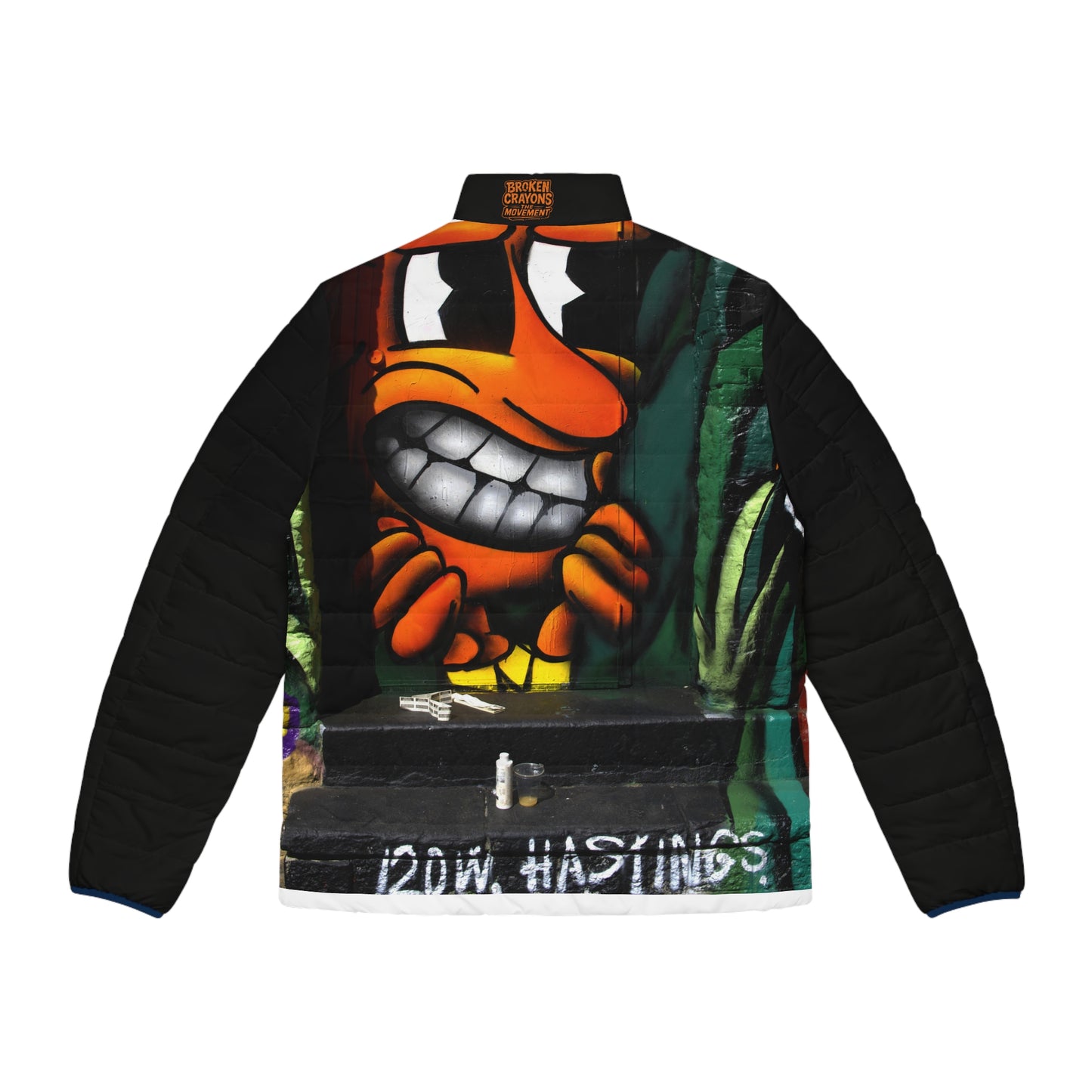 Broken Crayons Collection Graffiti Street Art Puffer Jacket — Bold Urban Wall Mural Design