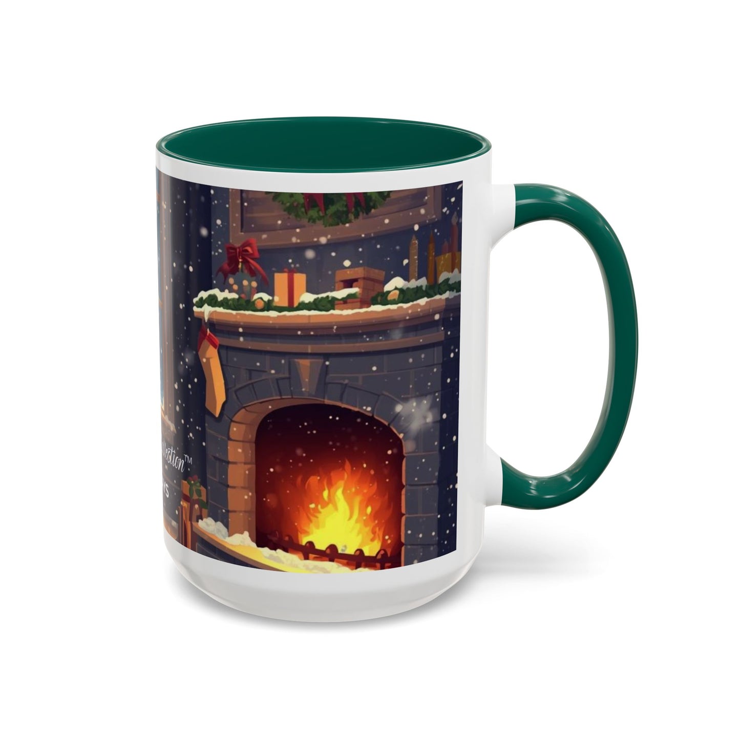Broken Crayons Collection Holiday Fireplace Coffee Mug — Cozy Winter Scene 11oz/15oz