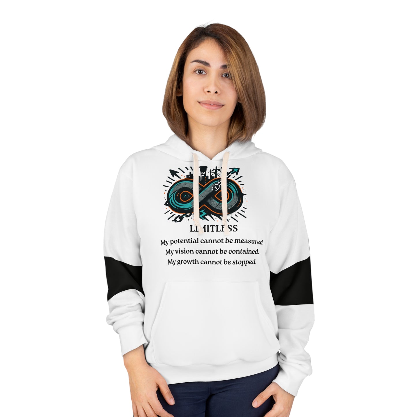 Broken Crayons Collection Limitless Infinity Hoodie — Motivational Pullover with 'My potential cannot be measured' Design