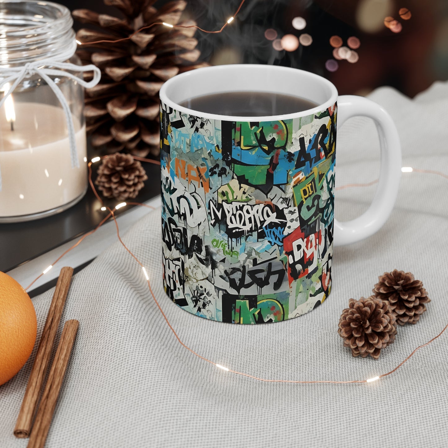 Broken Crayons Collection Urban Graffiti Mug - Hipster Coffee Cup, Street Art Decor