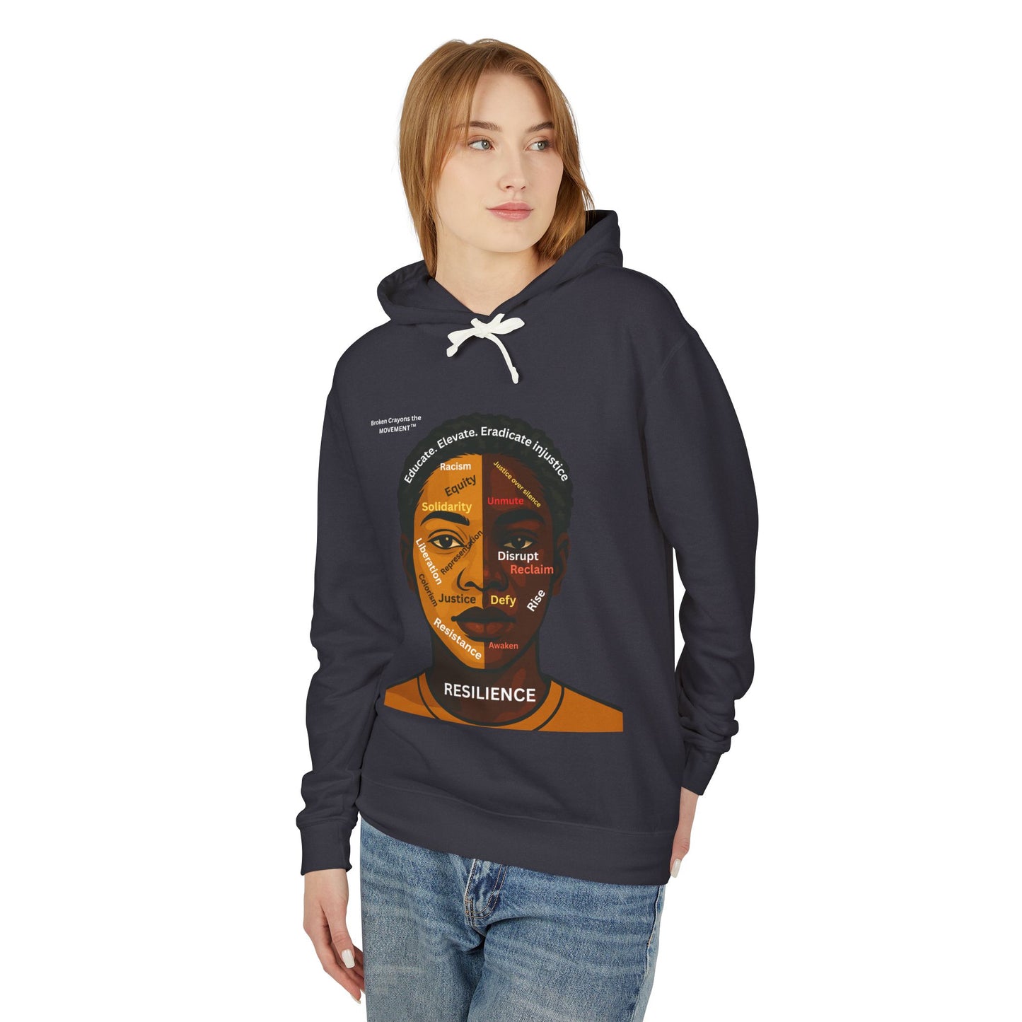 Resilience Hoodie – Split Face Design with Social Justice Messaging | Broken Crayons the MOVEMENT