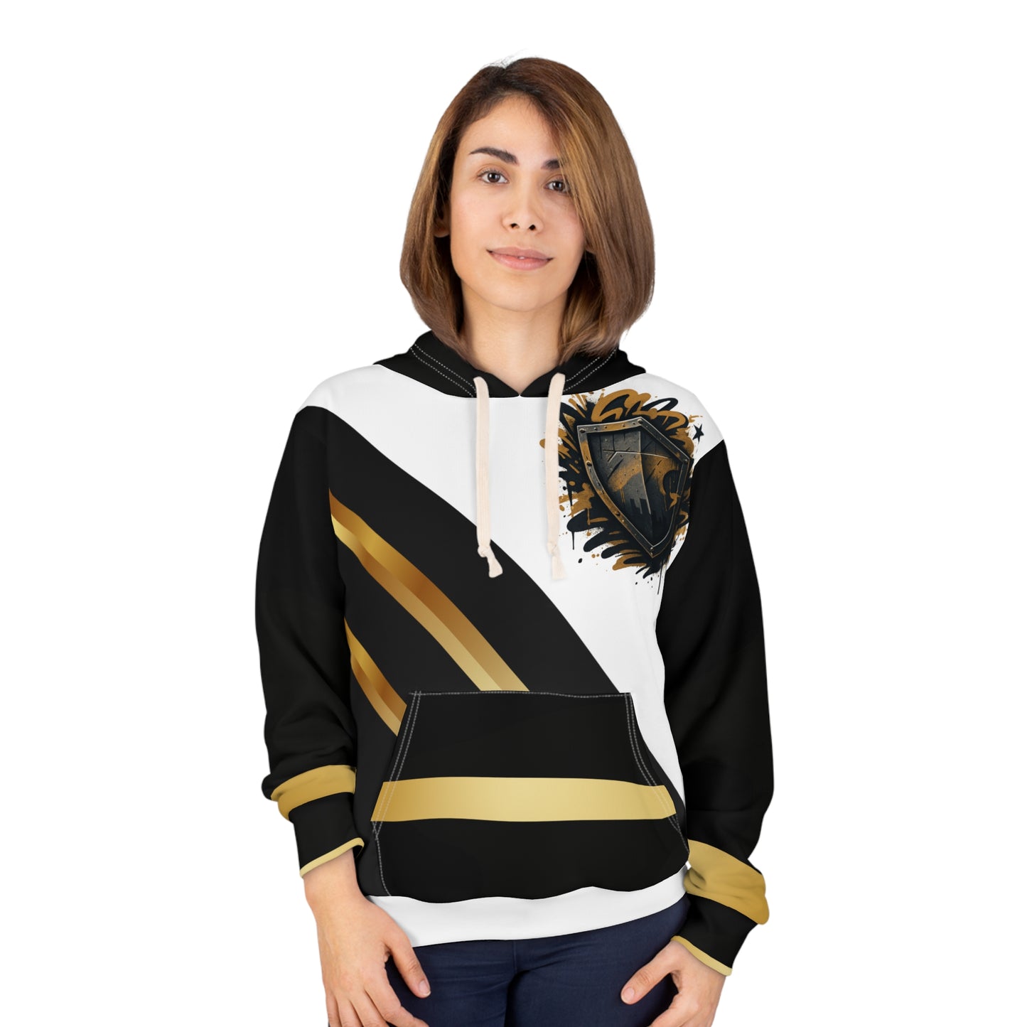 Broken Crayons Collection-"Brothers of Value" Crowned Hoodie – Black, Gold & White | Empowerment Streetwear for Boys of Color