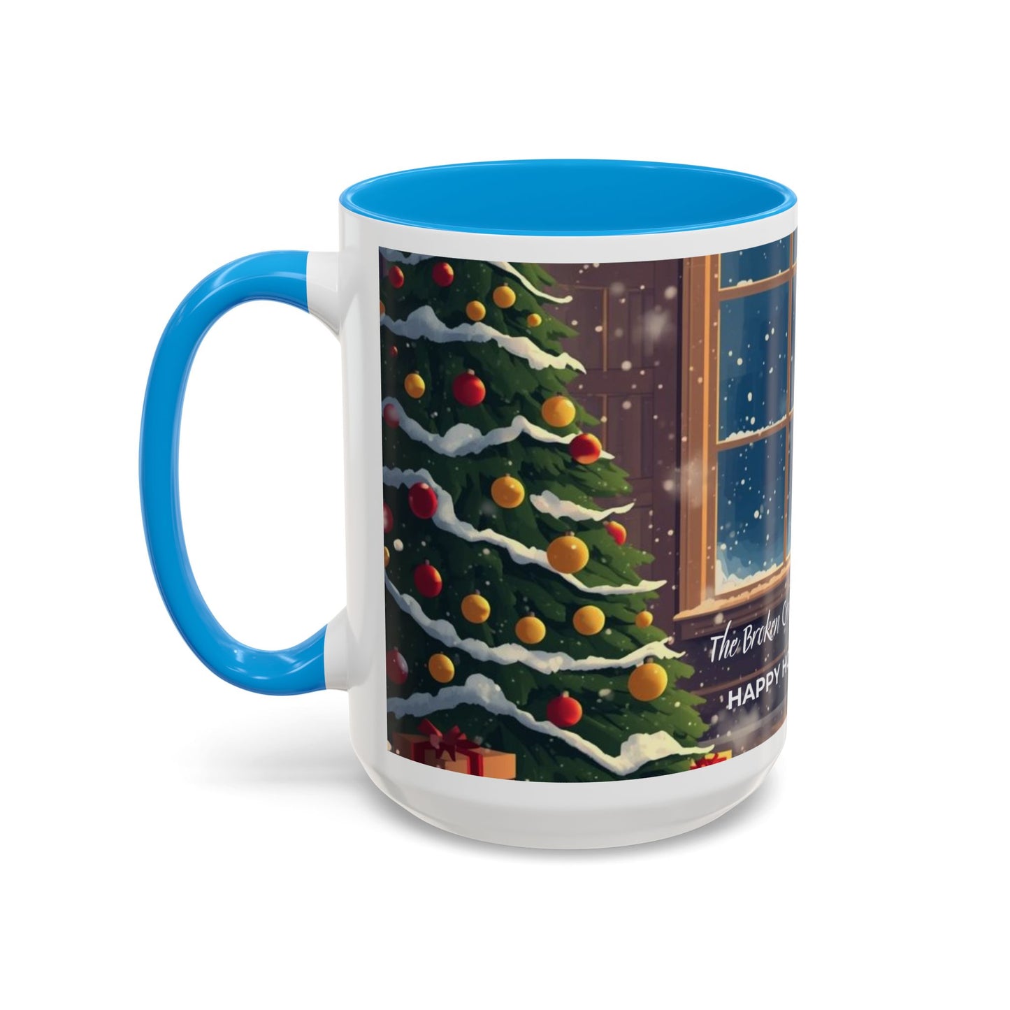 Broken Crayons Collection Holiday Fireplace Coffee Mug — Cozy Winter Scene 11oz/15oz