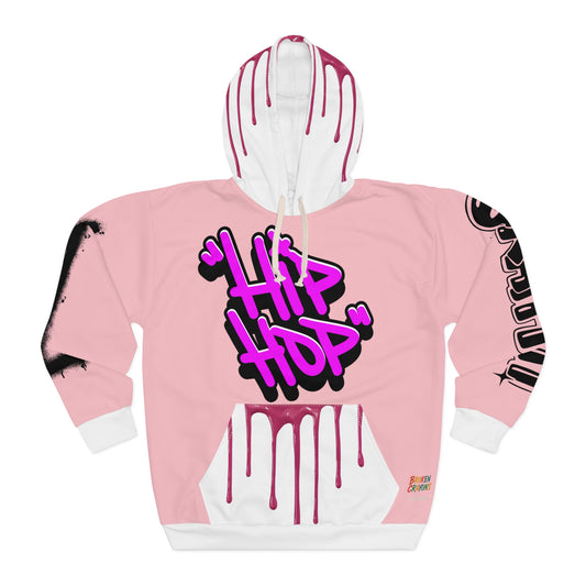 Broken Crayons Pink Graffiti “HIP HOP” Hoodie – Urban Streetwear with Drip & Dance Vibes