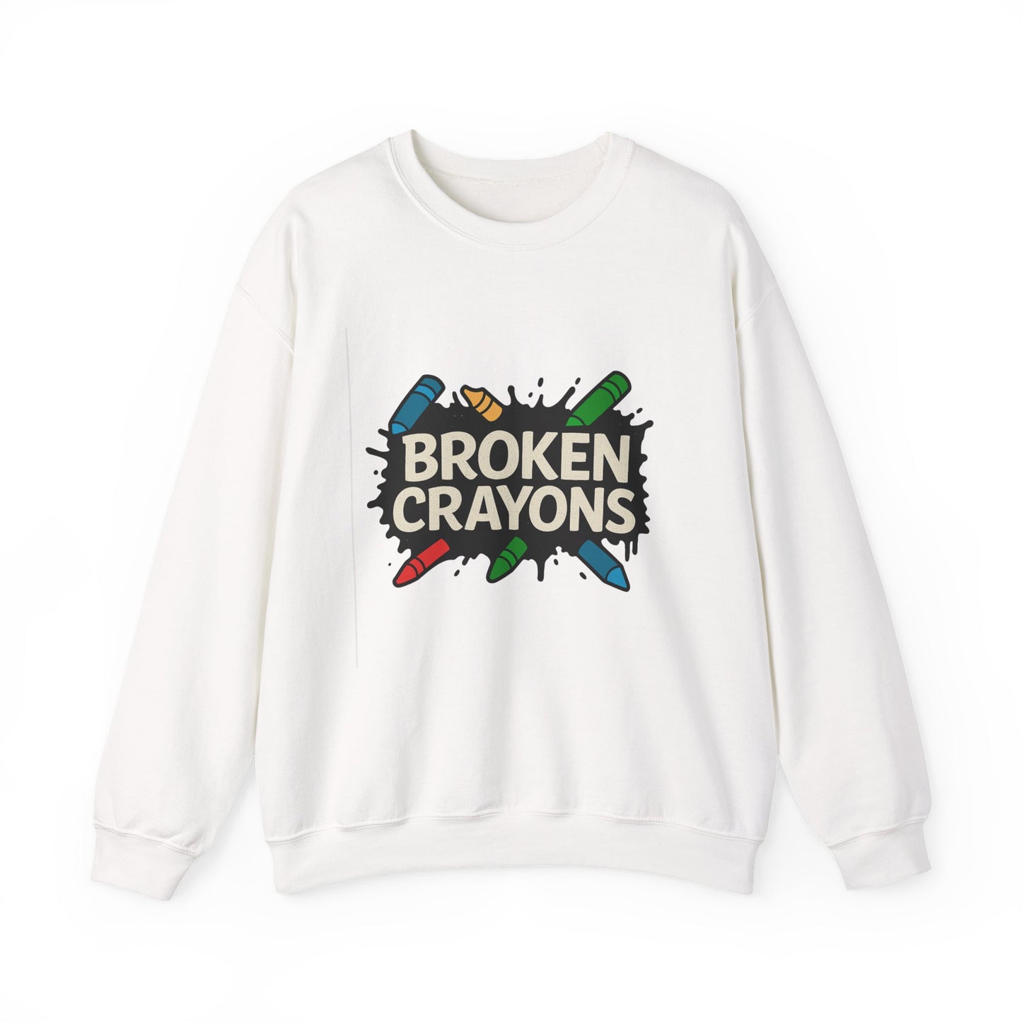 Broken Crayons Crewneck Sweatshirt - Unisex Comfort Wear, Perfect Gift for Artists, Fun Casual Style, Cozy Homewear, Unique Birthday Present