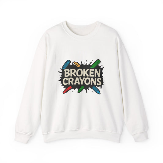 Broken Crayons Crewneck Sweatshirt - Unisex Comfort Wear, Perfect Gift for Artists, Fun Casual Style, Cozy Homewear, Unique Birthday Present