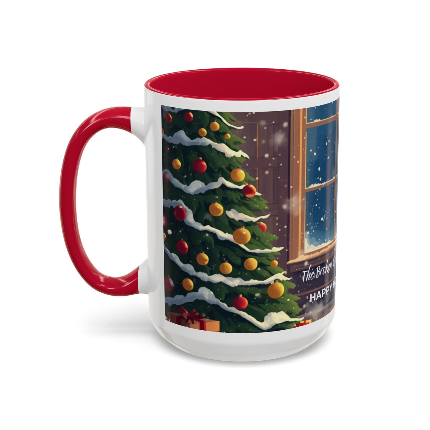 Broken Crayons Collection Holiday Fireplace Coffee Mug — Cozy Winter Scene 11oz/15oz