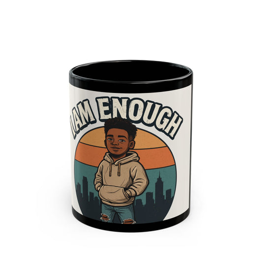 Broken Crayons Collection "I AM ENOUGH" Coffee Mug: Positive Affirmation Black Man Art | Self-Love Gift | 11oz Ceramic Mug