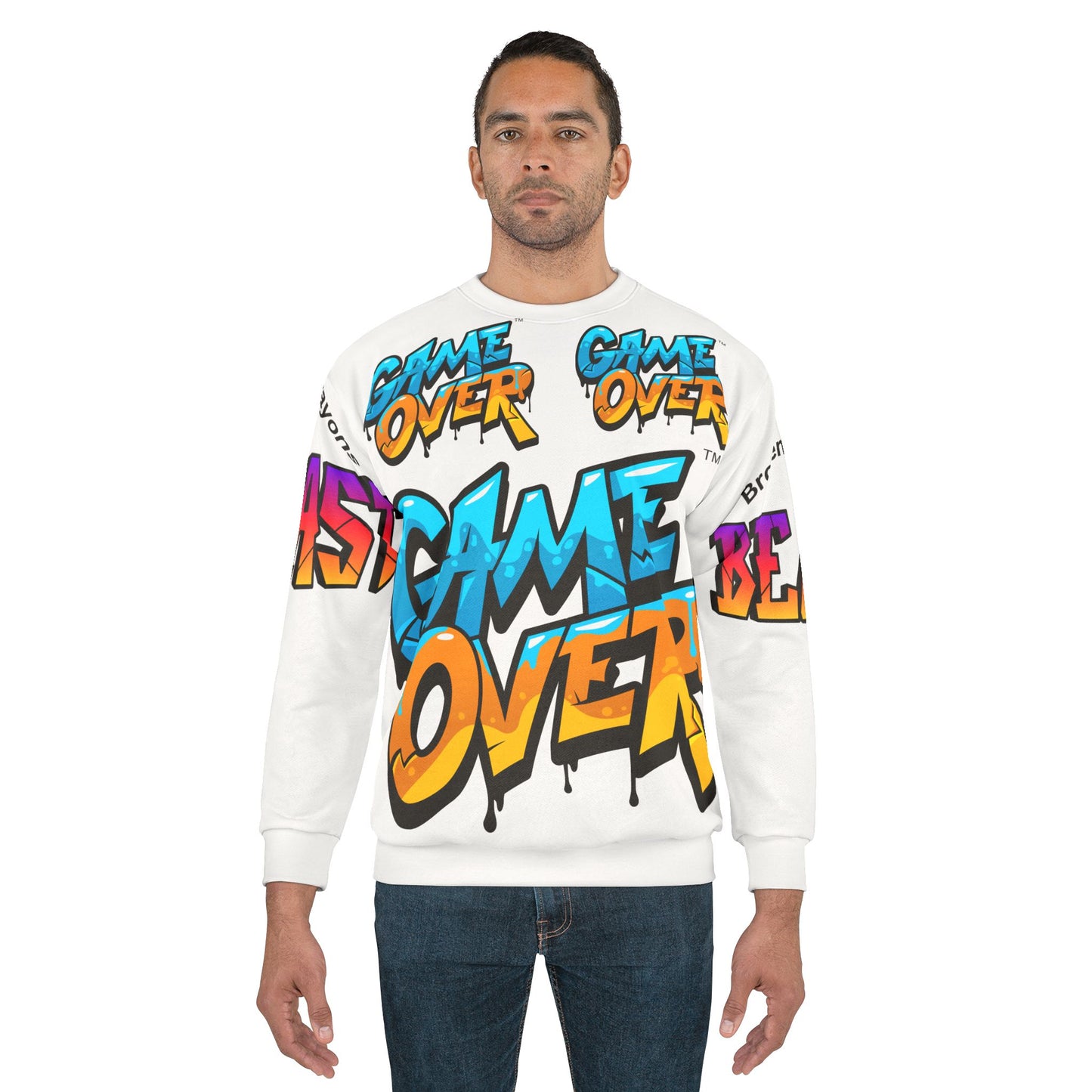Game Over All-Over Print Sweatshirt | Retro Gaming Streetwear