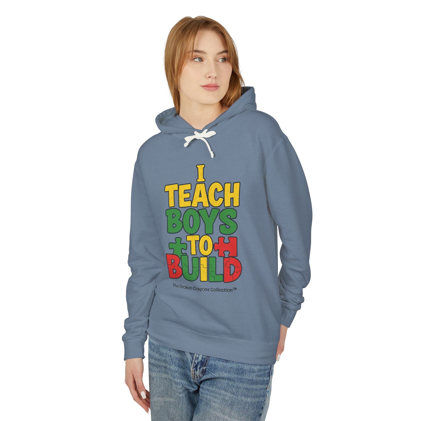 I Teach Boys to Build Hoodie – Pan-African Empowerment Puzzle Design | Broken Crayons Collection™